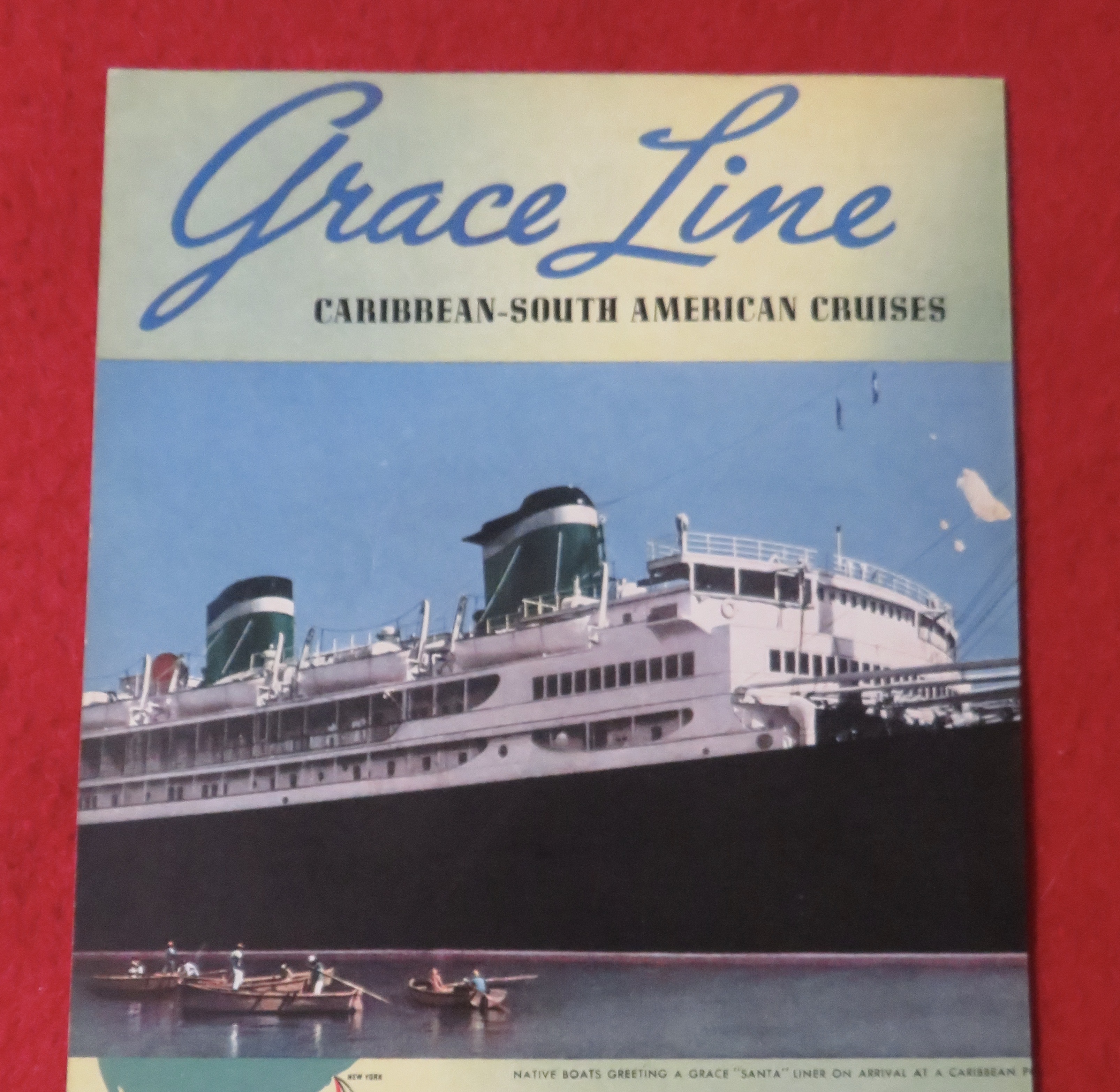 1939 Grace Line Cruises with Native Boats Greeting