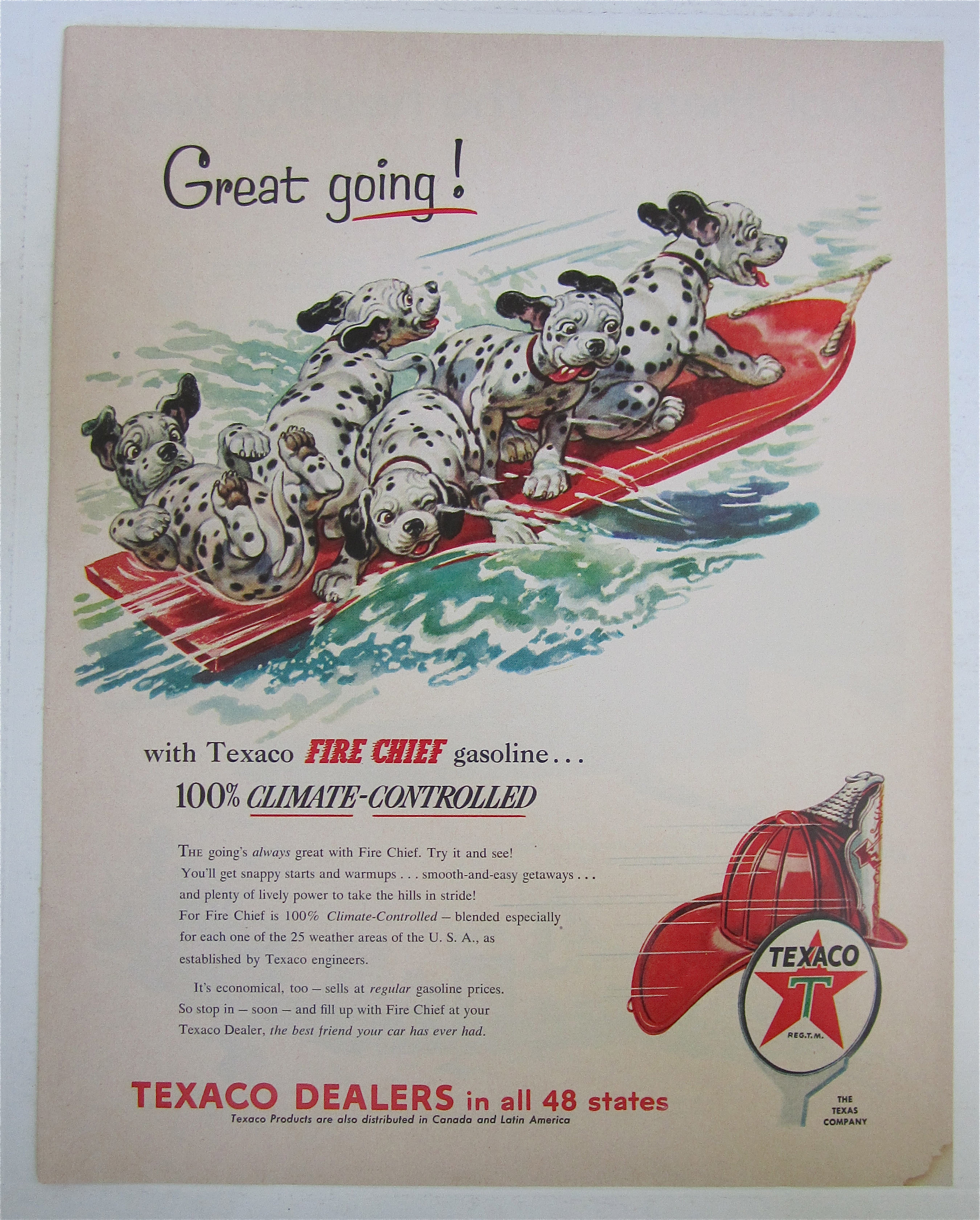1954 Texaco Fire Chief Gasoline with Dalmatian Puppies