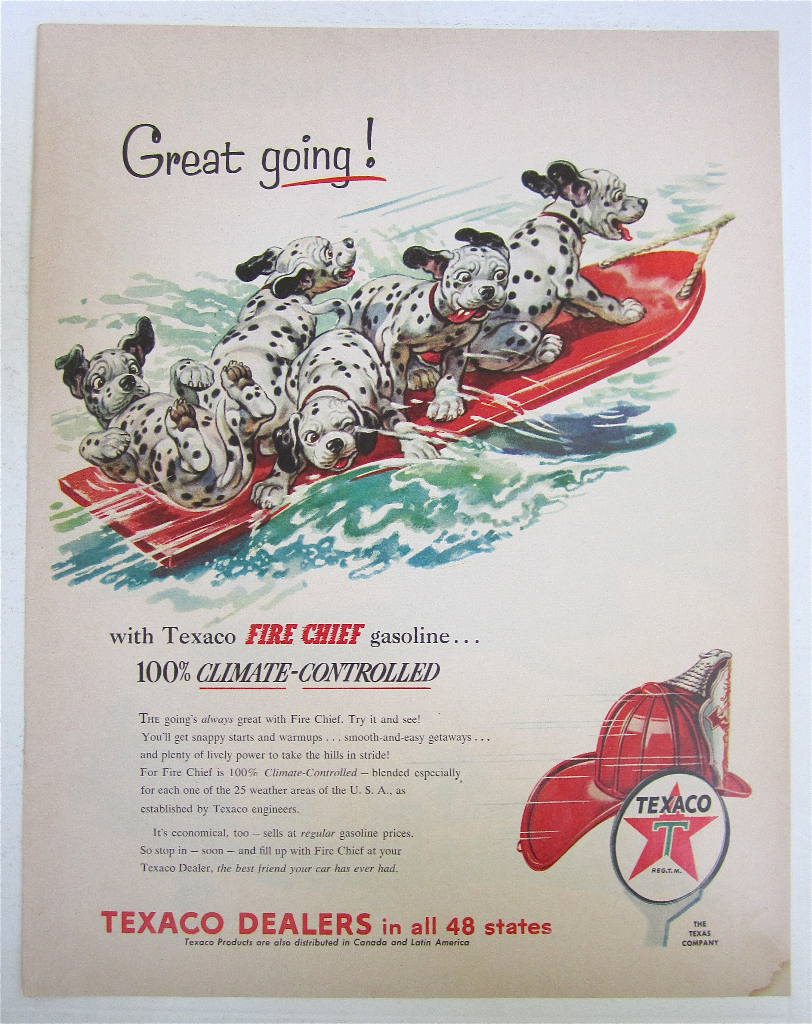 1954 Texaco Fire Chief Gasoline with Dalmatian Puppies