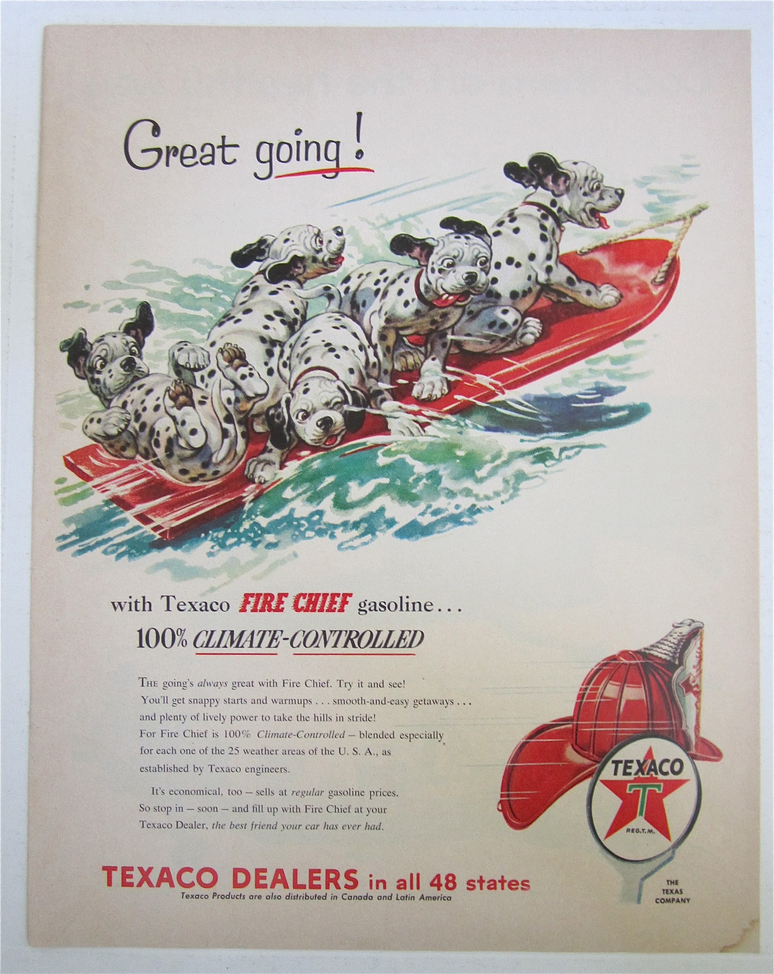 1954 Texaco Fire Chief Gasoline with Dalmatian Puppies