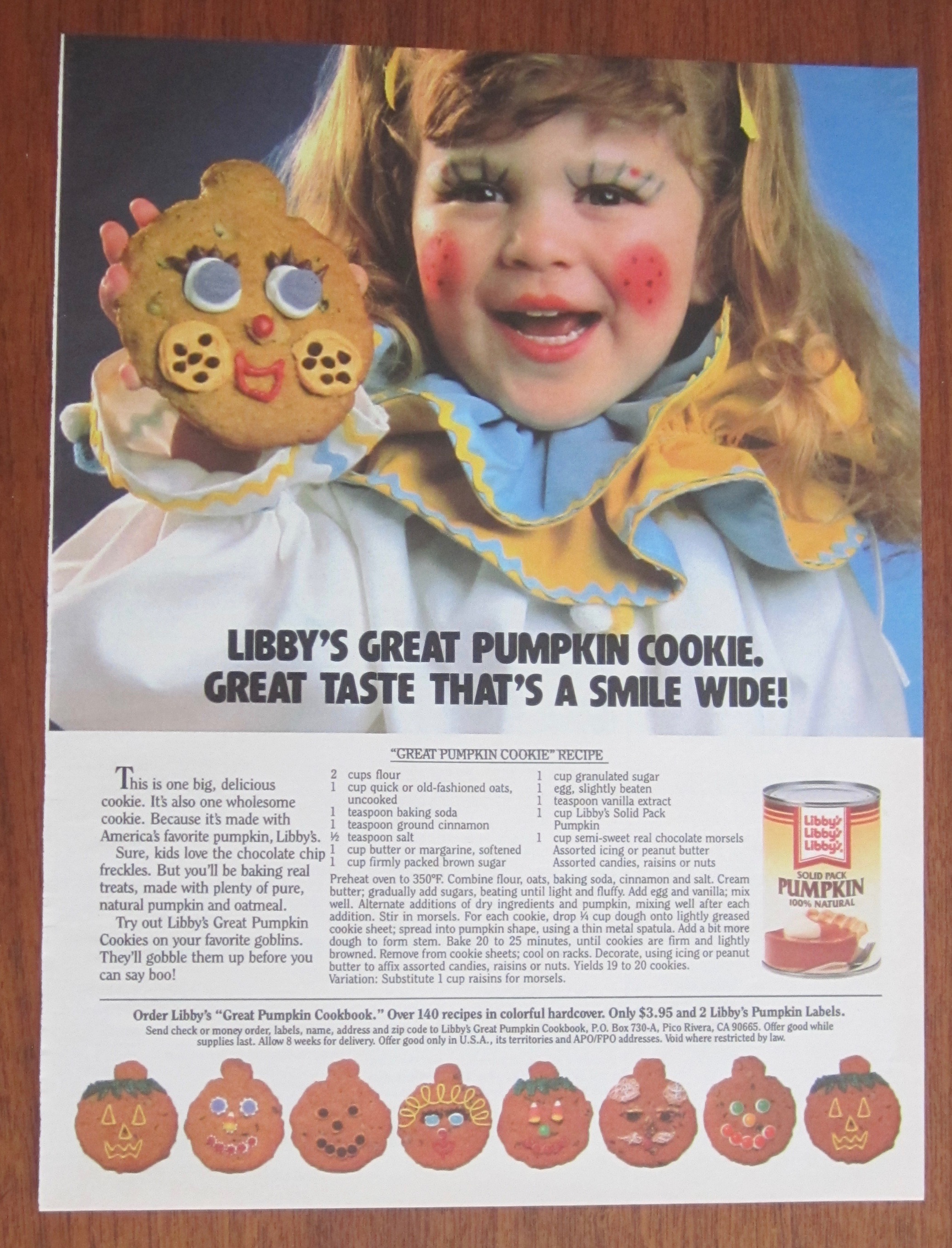 1986 Libby Solid Pumpkin with Girl Holding Cookie