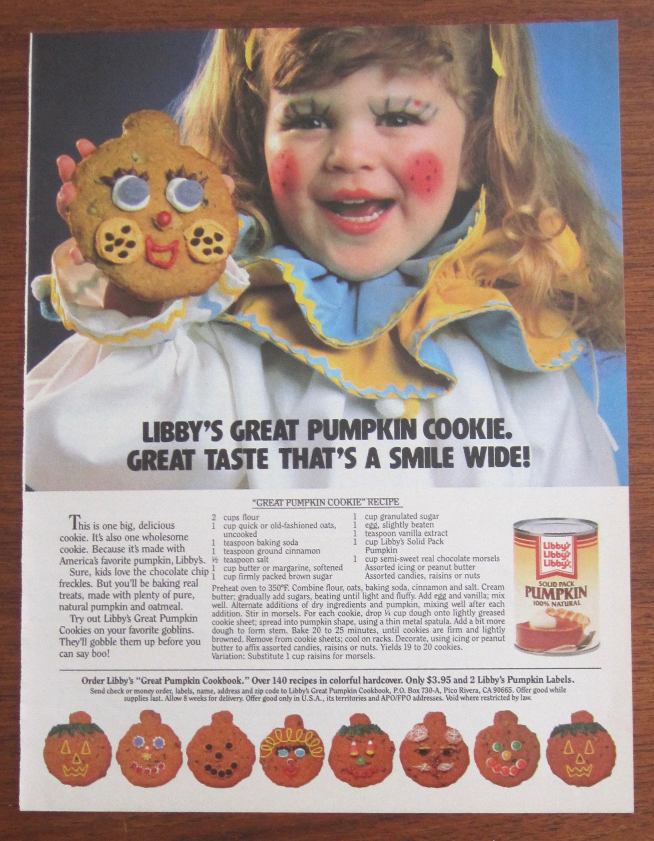 1986 Libby Solid Pumpkin with Girl Holding Cookie