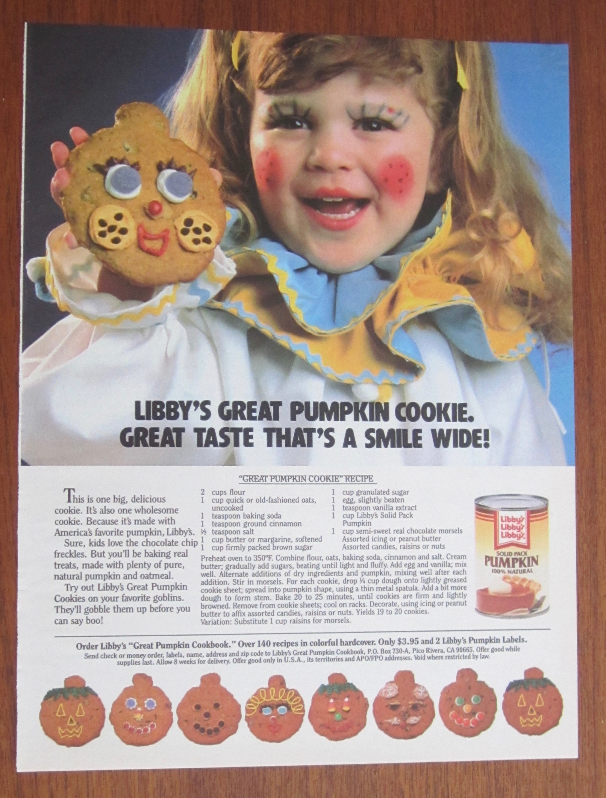 1986 Libby Solid Pumpkin with Girl Holding Cookie
