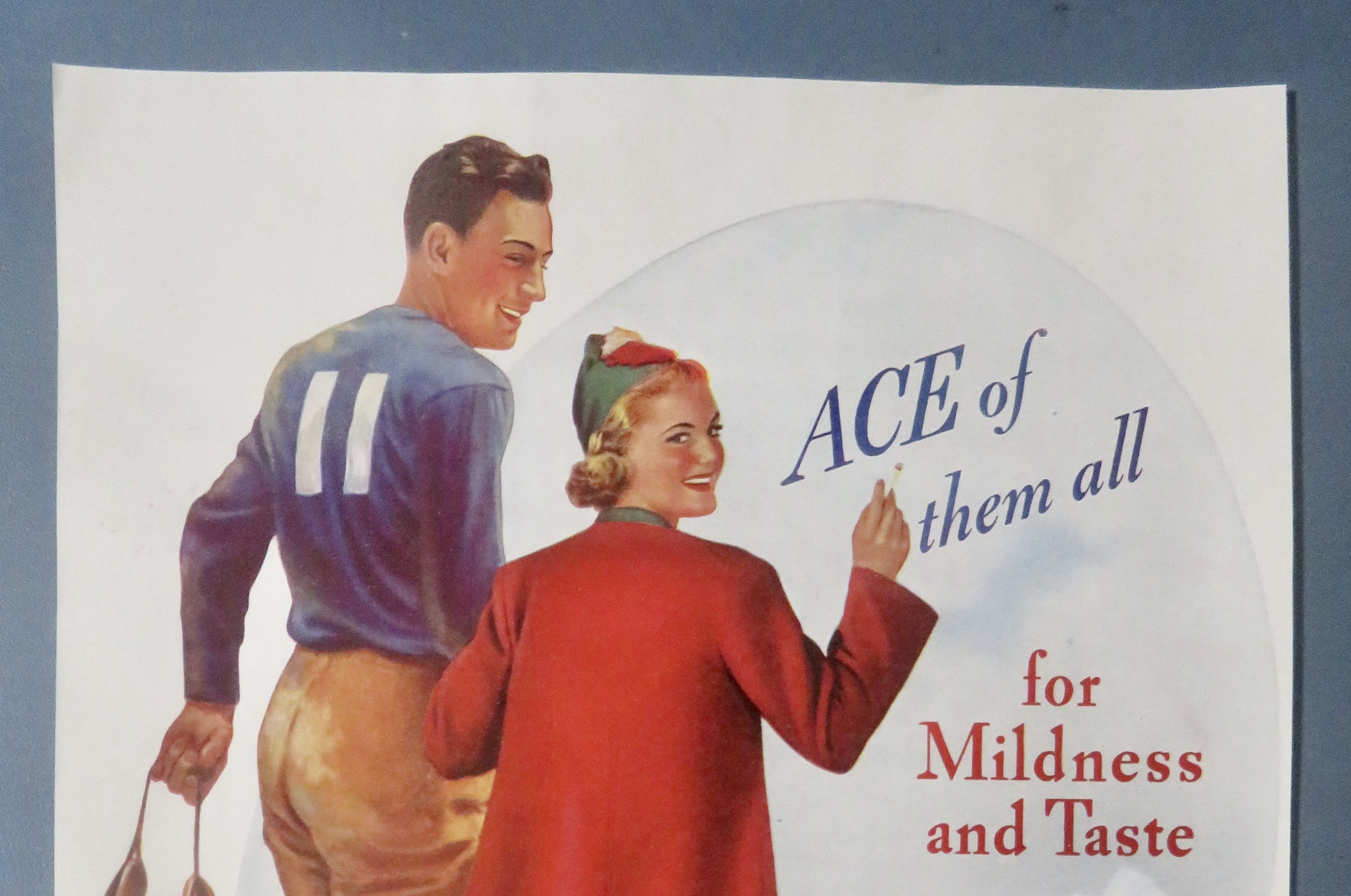 1937 Chesterfield Cigarette with Girl & Football Player
