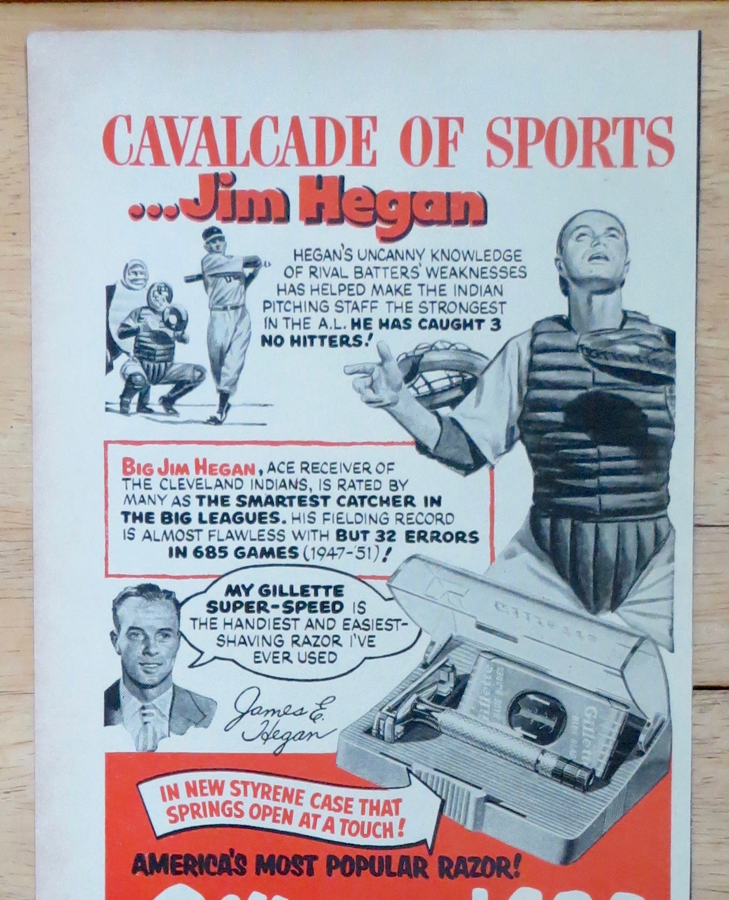1952 Gillette Super-Speed Razor w/ Catcher Jim Hegan
