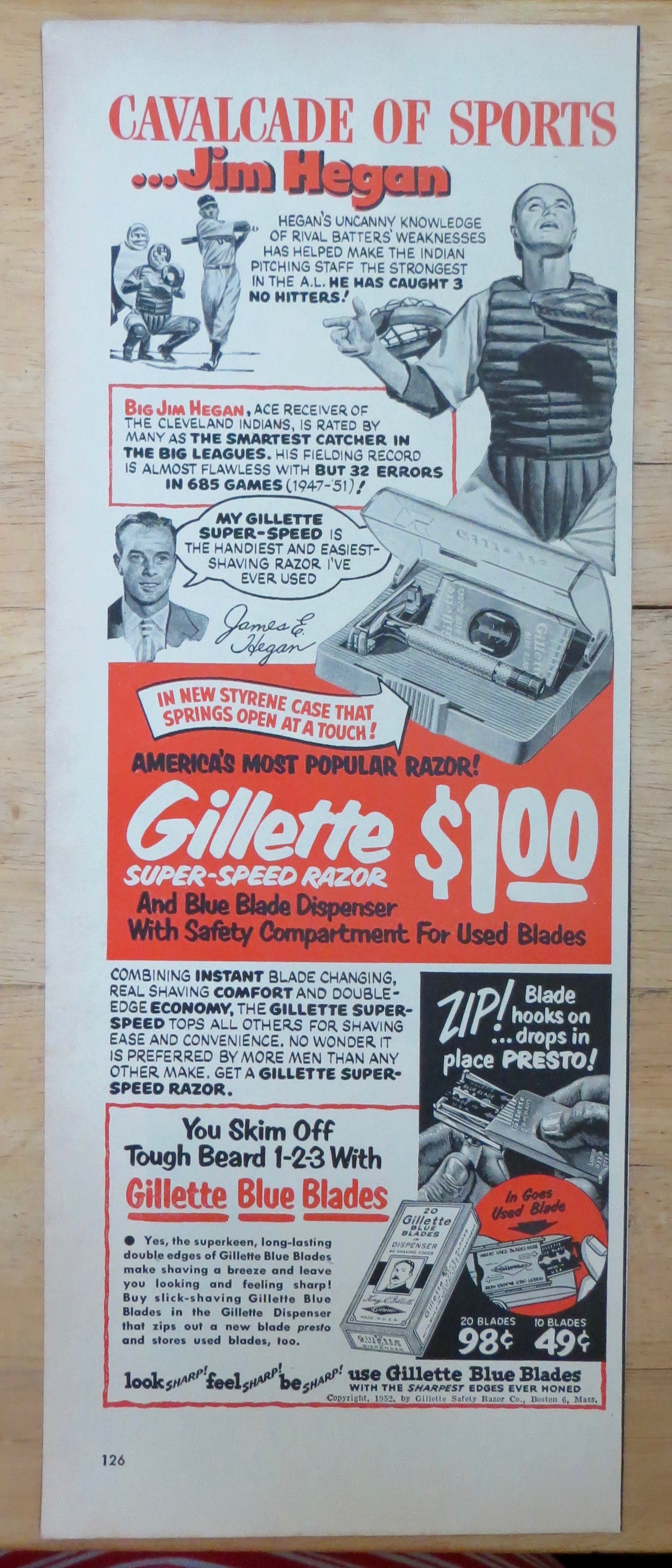 1952 Gillette Super-Speed Razor w/ Catcher Jim Hegan