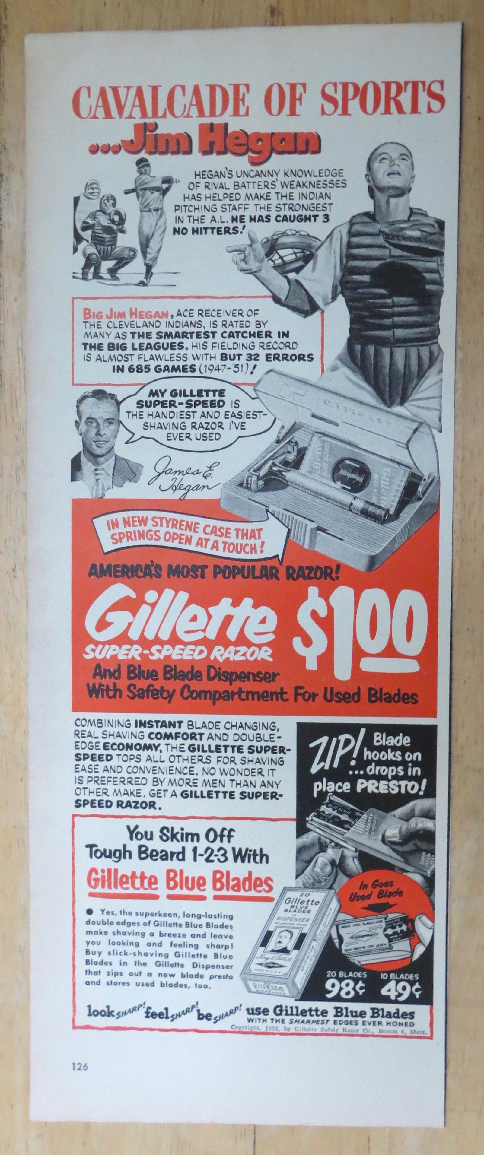 1952 Gillette Super-Speed Razor w/ Catcher Jim Hegan