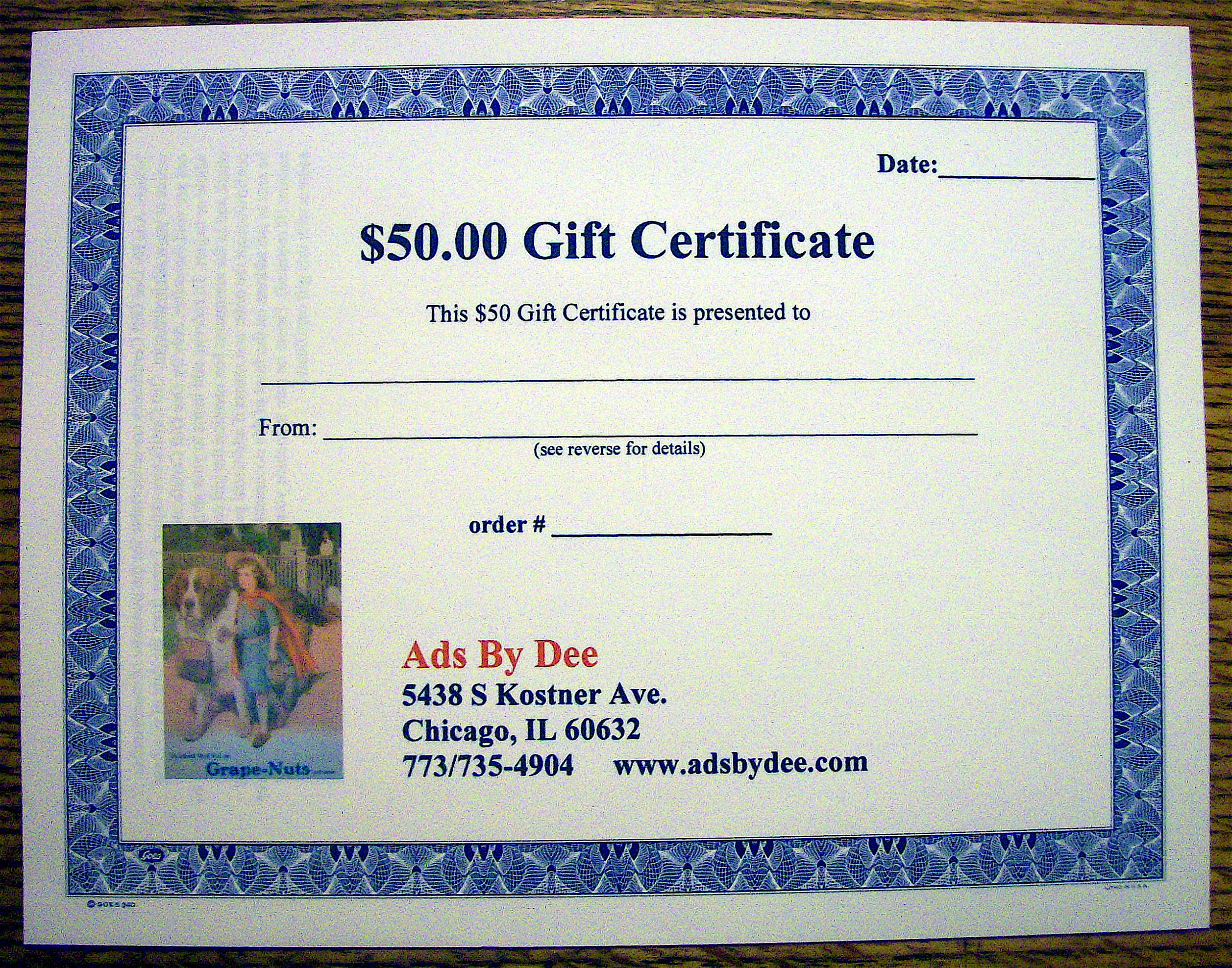 Ads By Dee $50 Gift Certificate