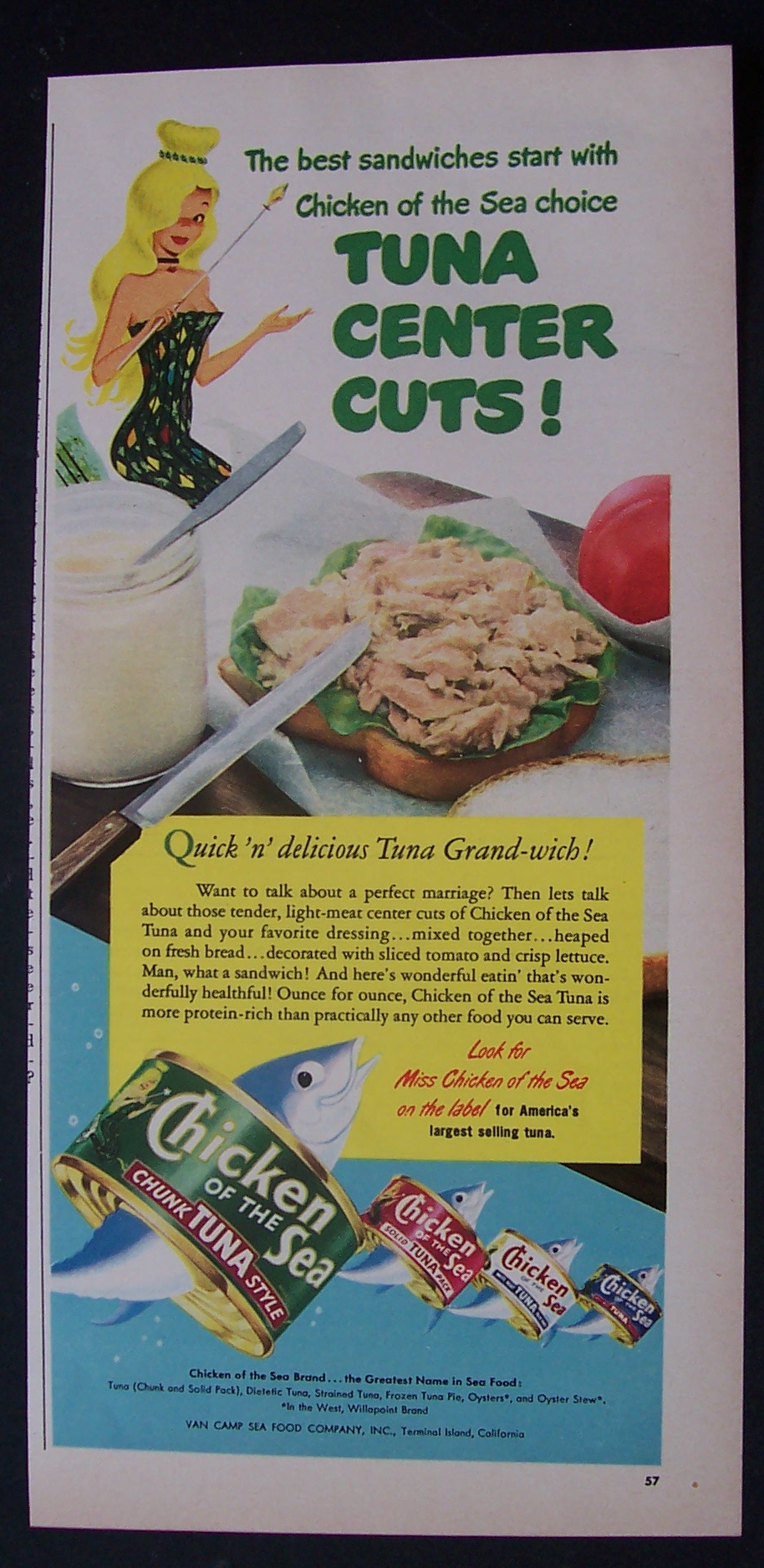 1954  Chicken  Of  The  Sea  Tuna