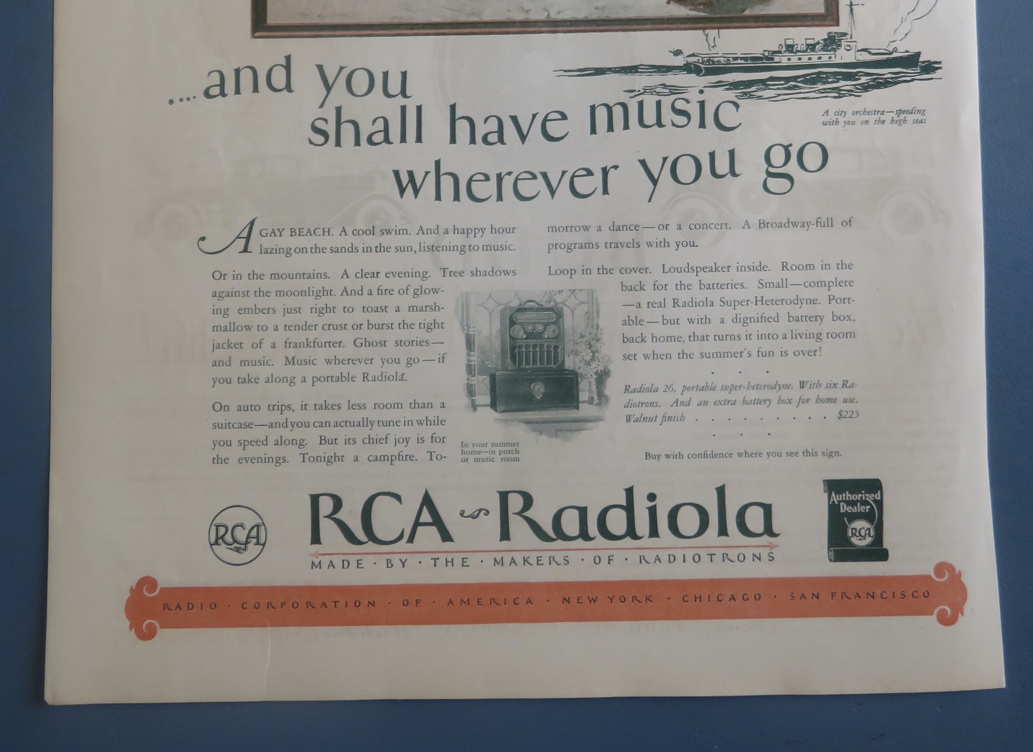 1926 RCA Radiola with Family with Radio On The Beach