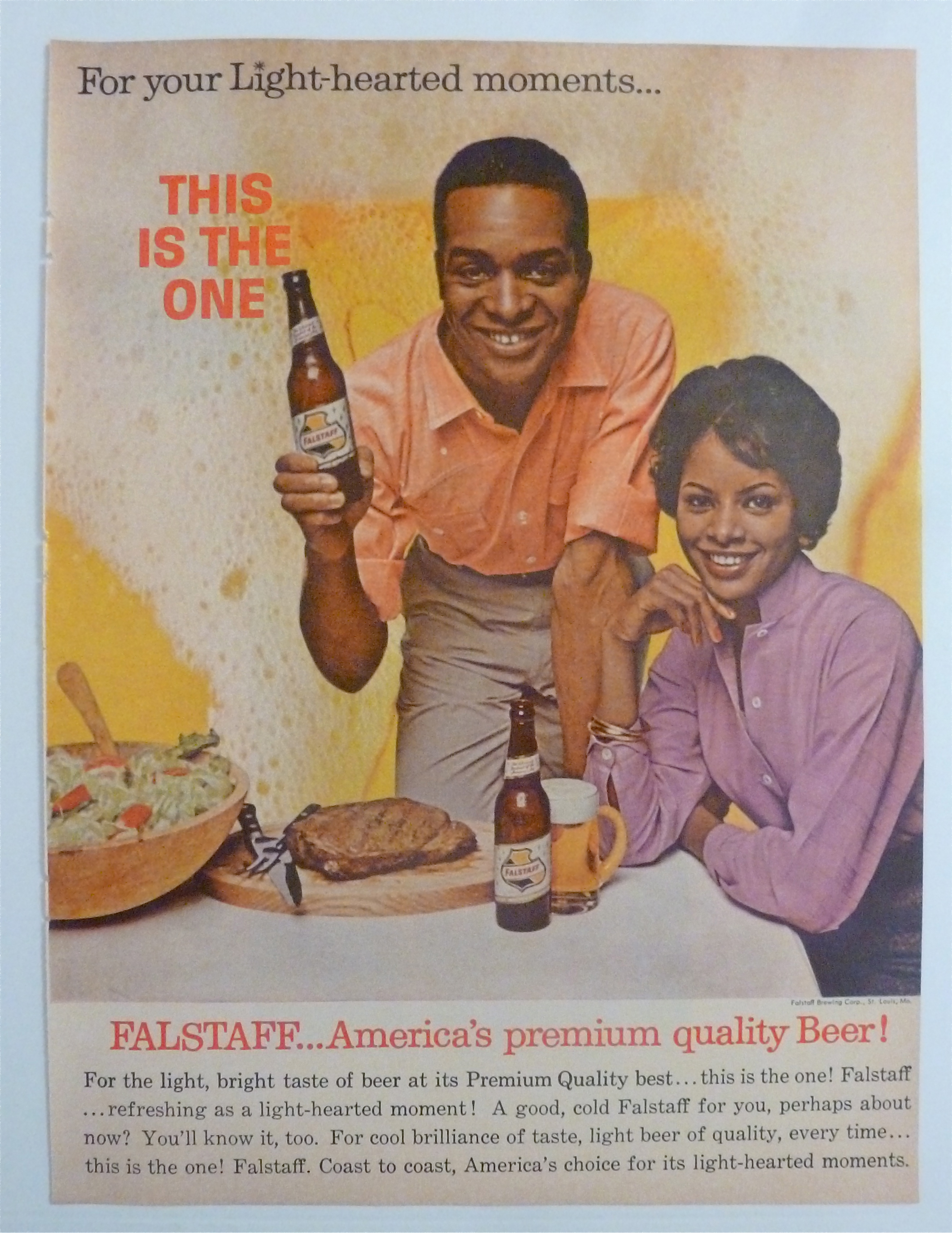 1963 Falstaff Beer with Man & Woman at Table