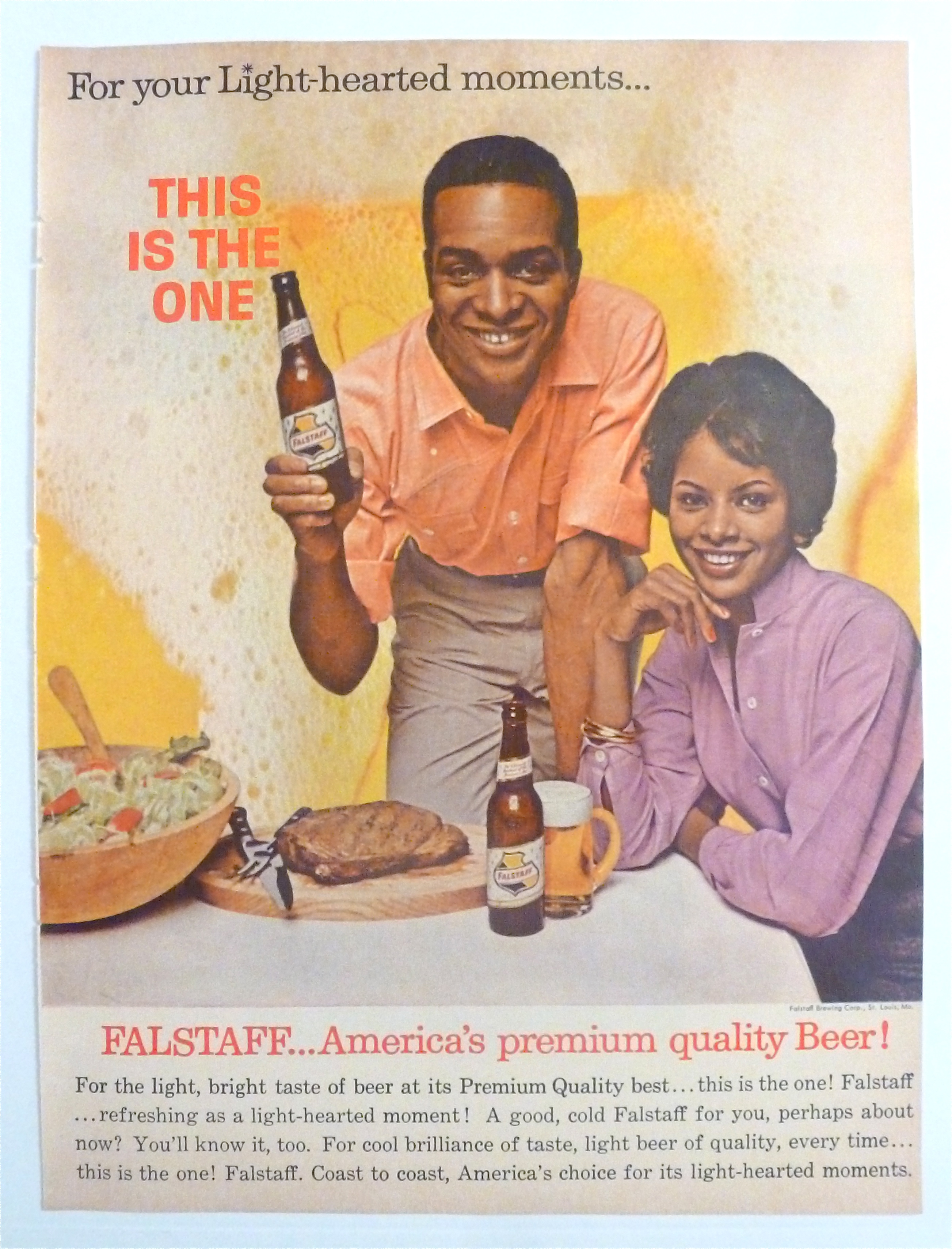 1963 Falstaff Beer with Man & Woman at Table