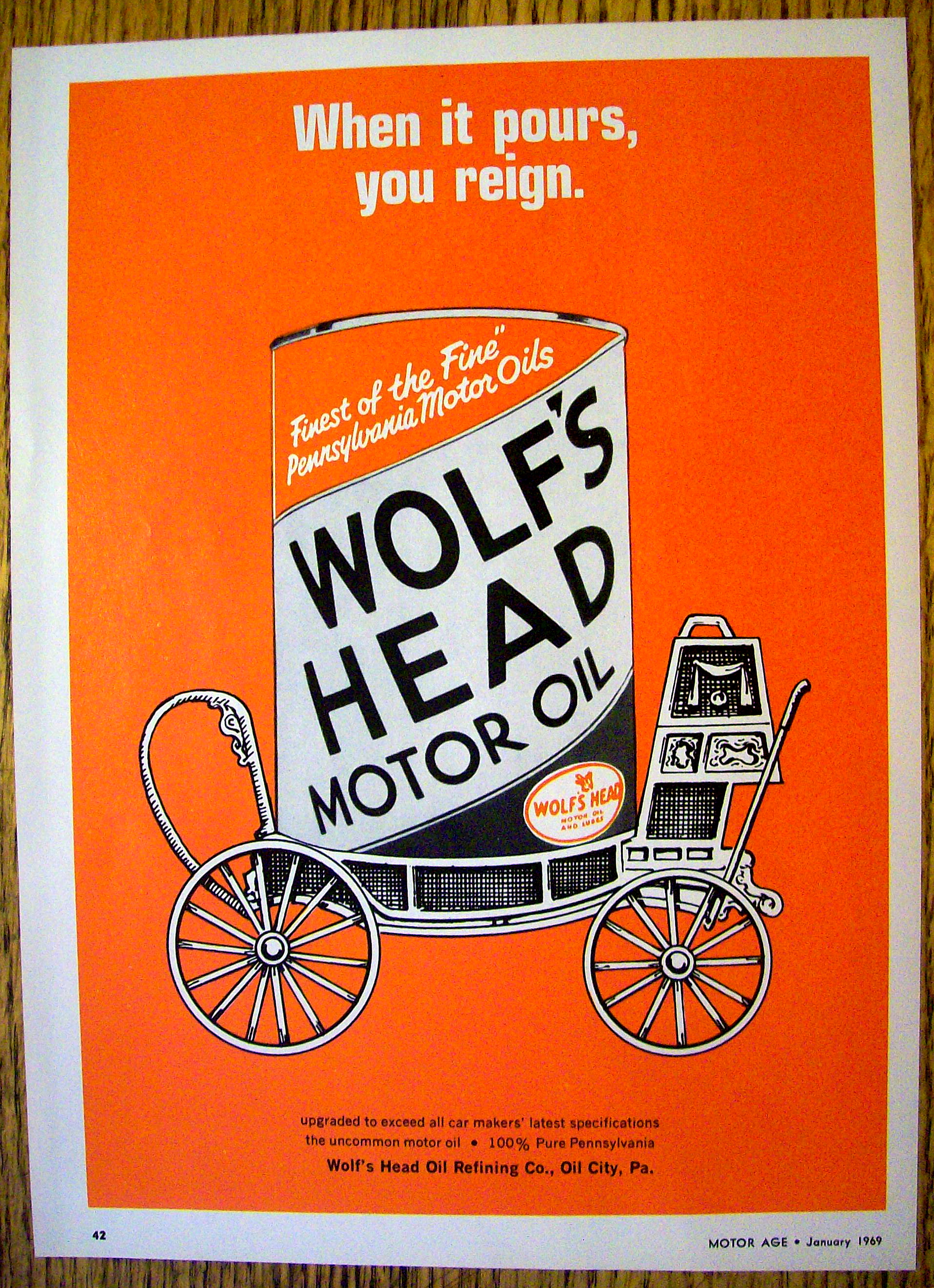 1969 Wolf's Head Motor Oil with Can Of Oil