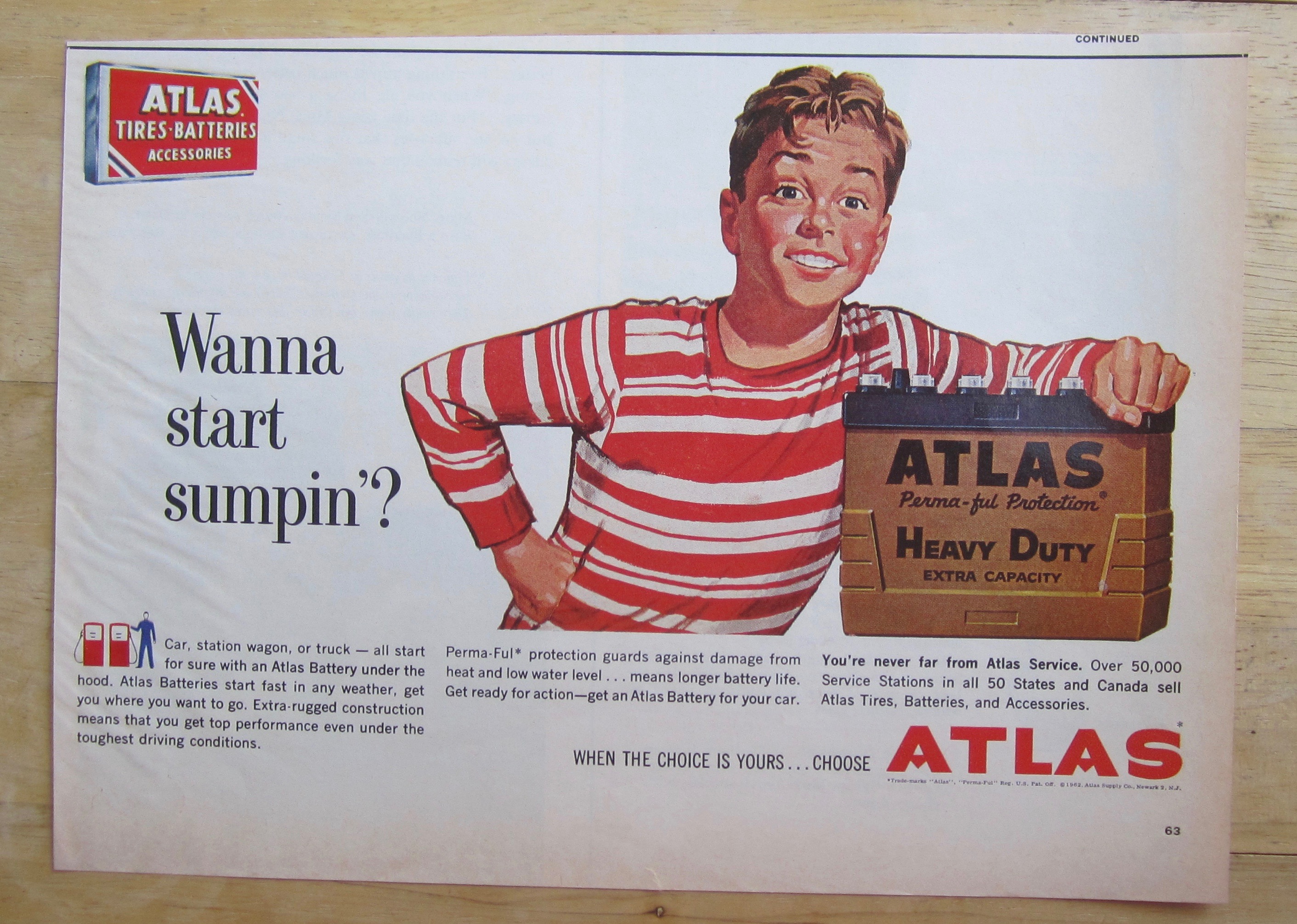 1962 Atlas Battery with Boy & Battery