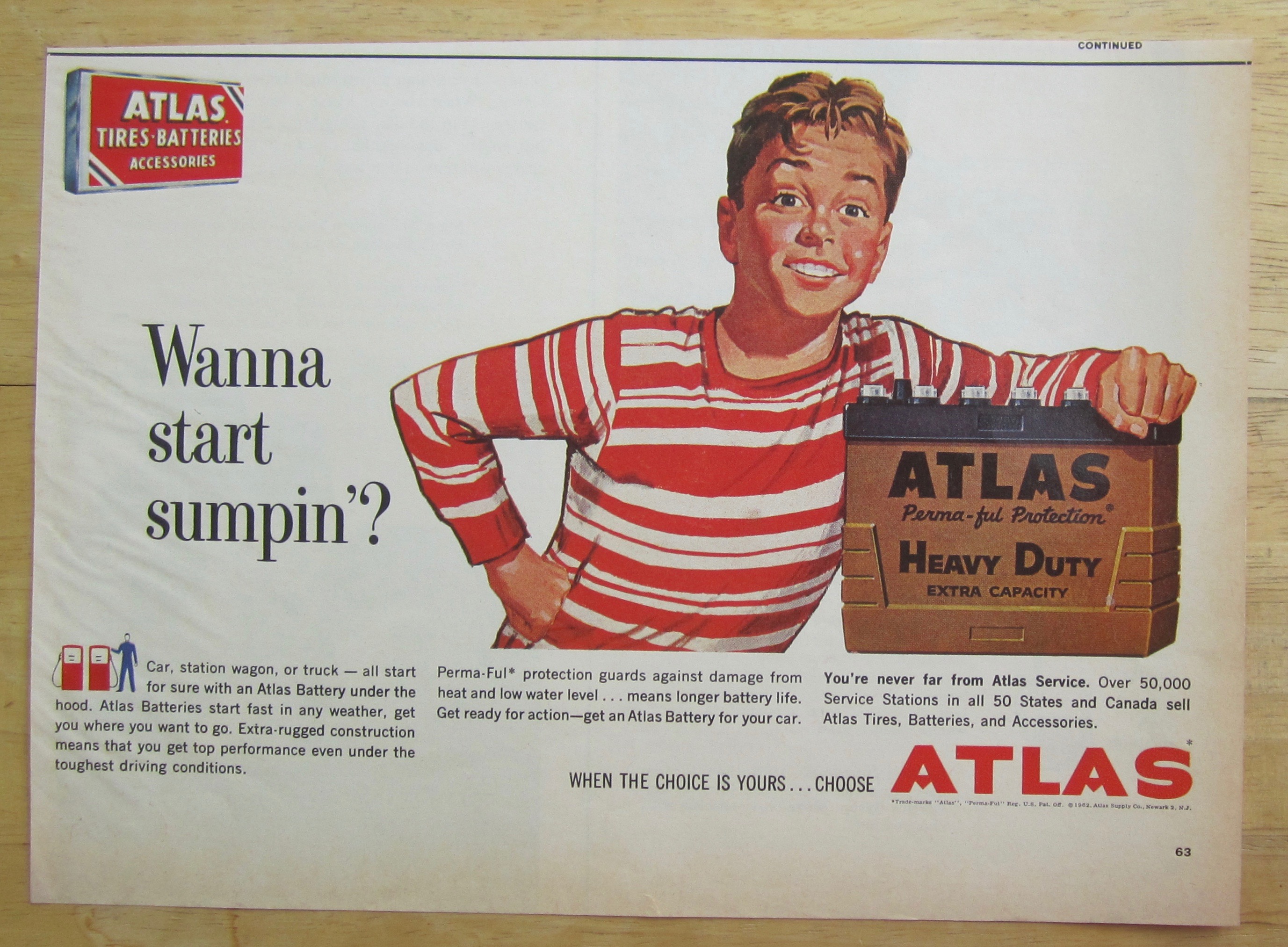 1962 Atlas Battery with Boy & Battery
