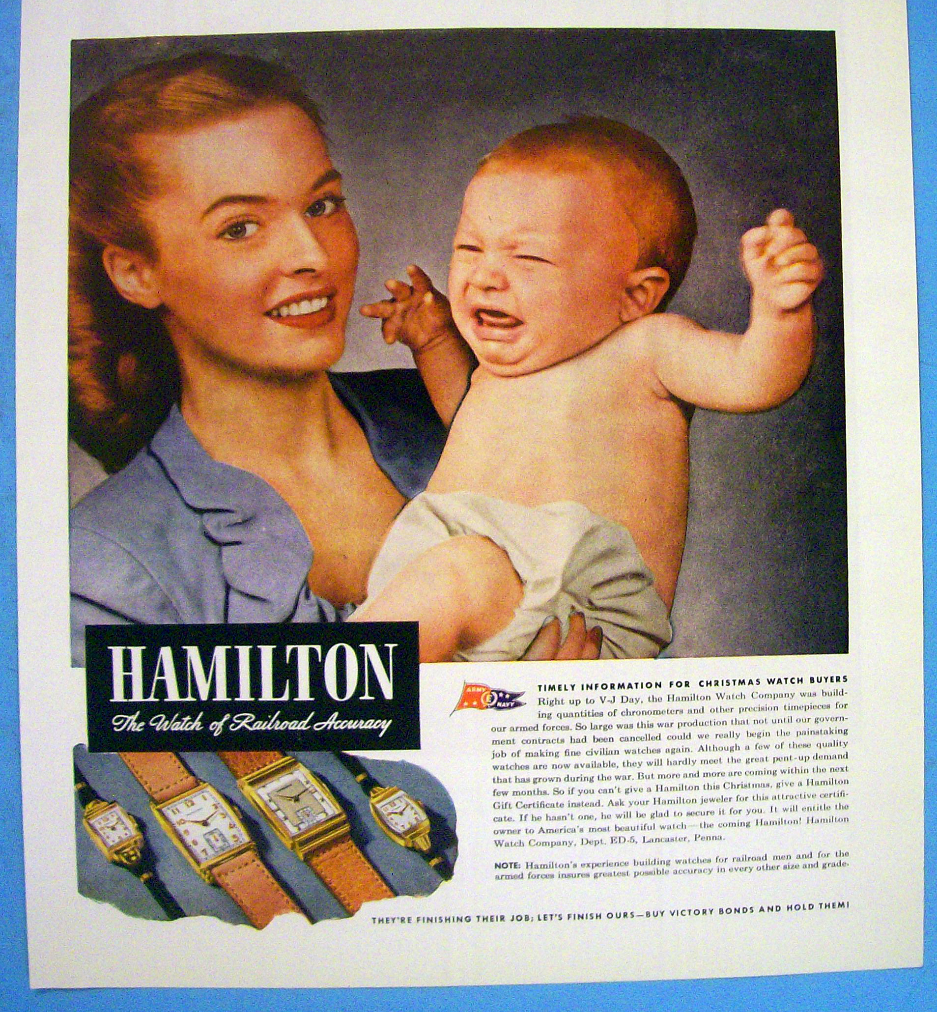 1945 Hamilton Watch with Woman & Crying Baby