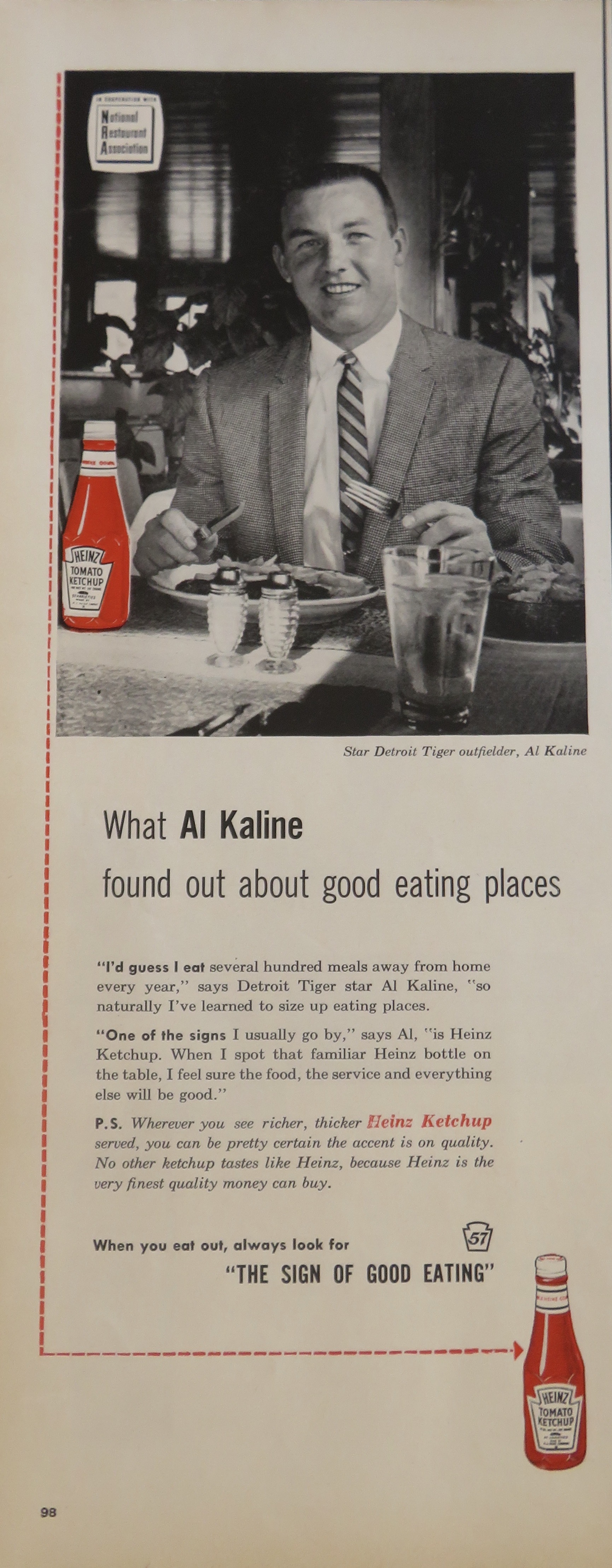 1960 Heinz Ketchup with Baseball's Al Kaline