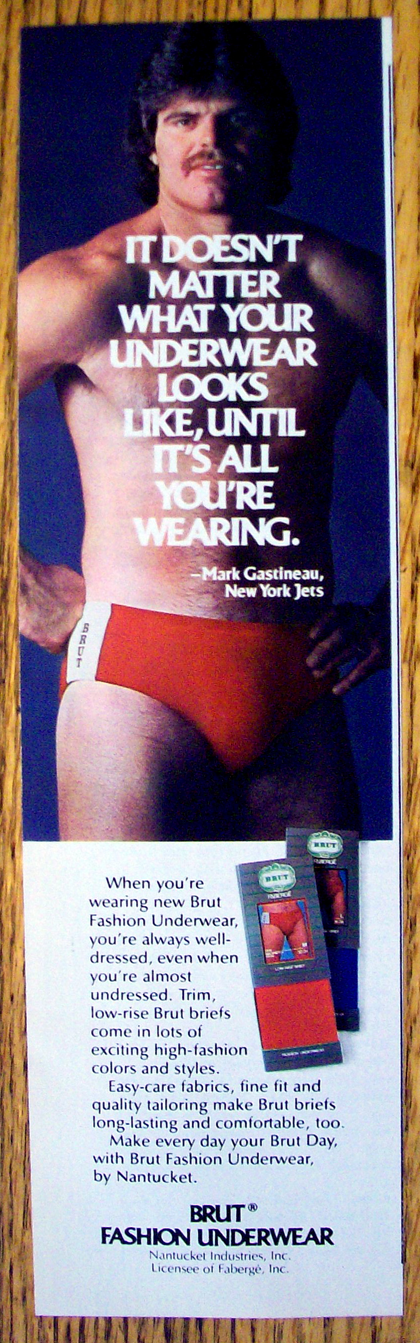 Vintage Ad:1982 Brut Fashion Underwear w/Mark Gastineau