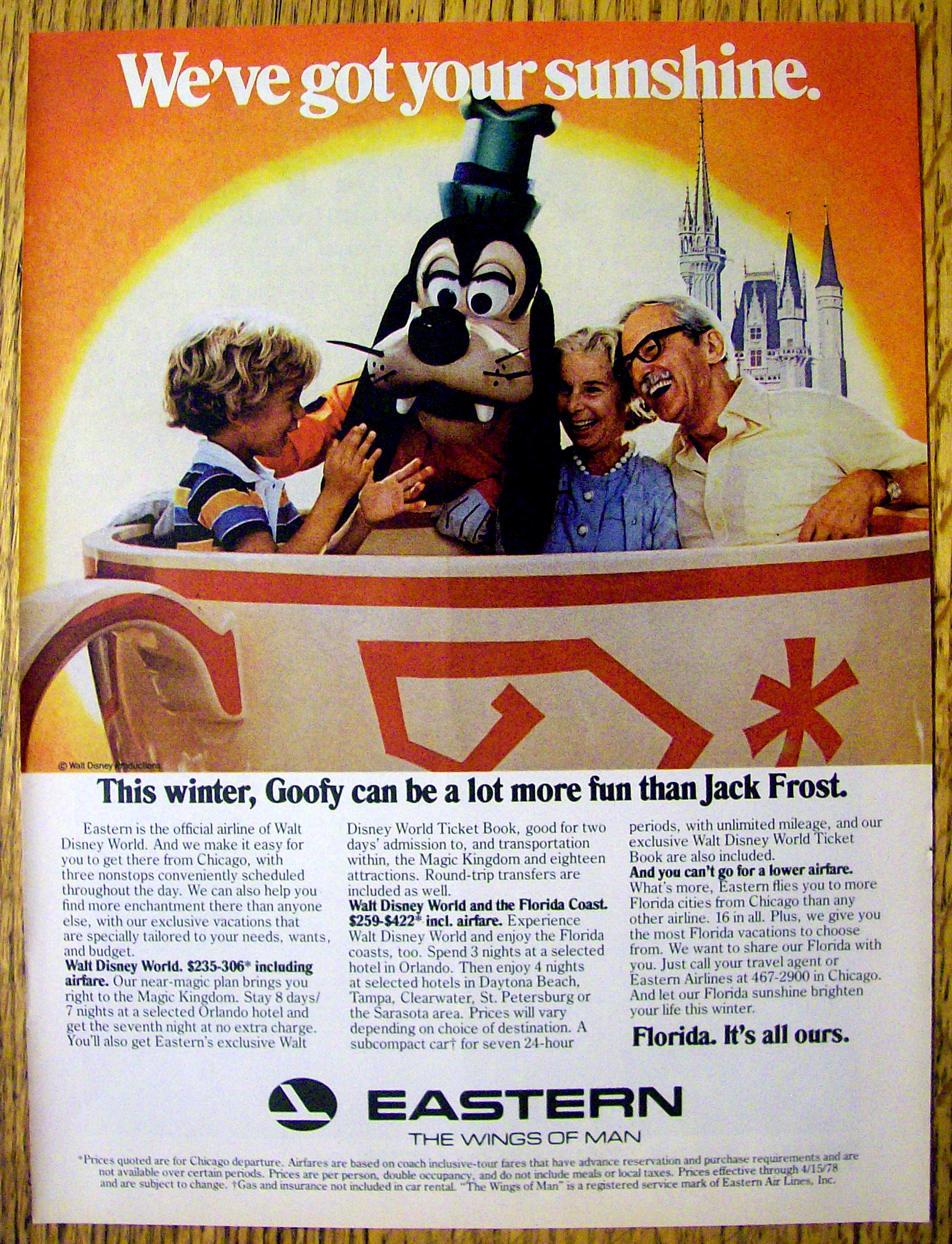 1978 Eastern Airline w/Walt Disney World's Goofy