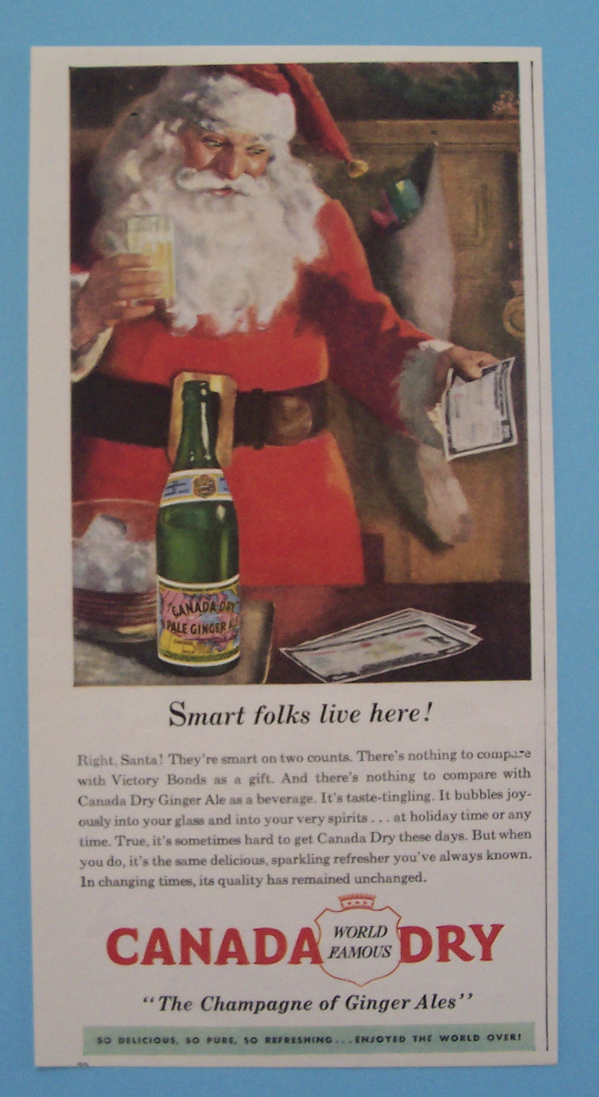 Vintage Ad: 1946 Canada Dry Ginger Ale with Santa Claus
