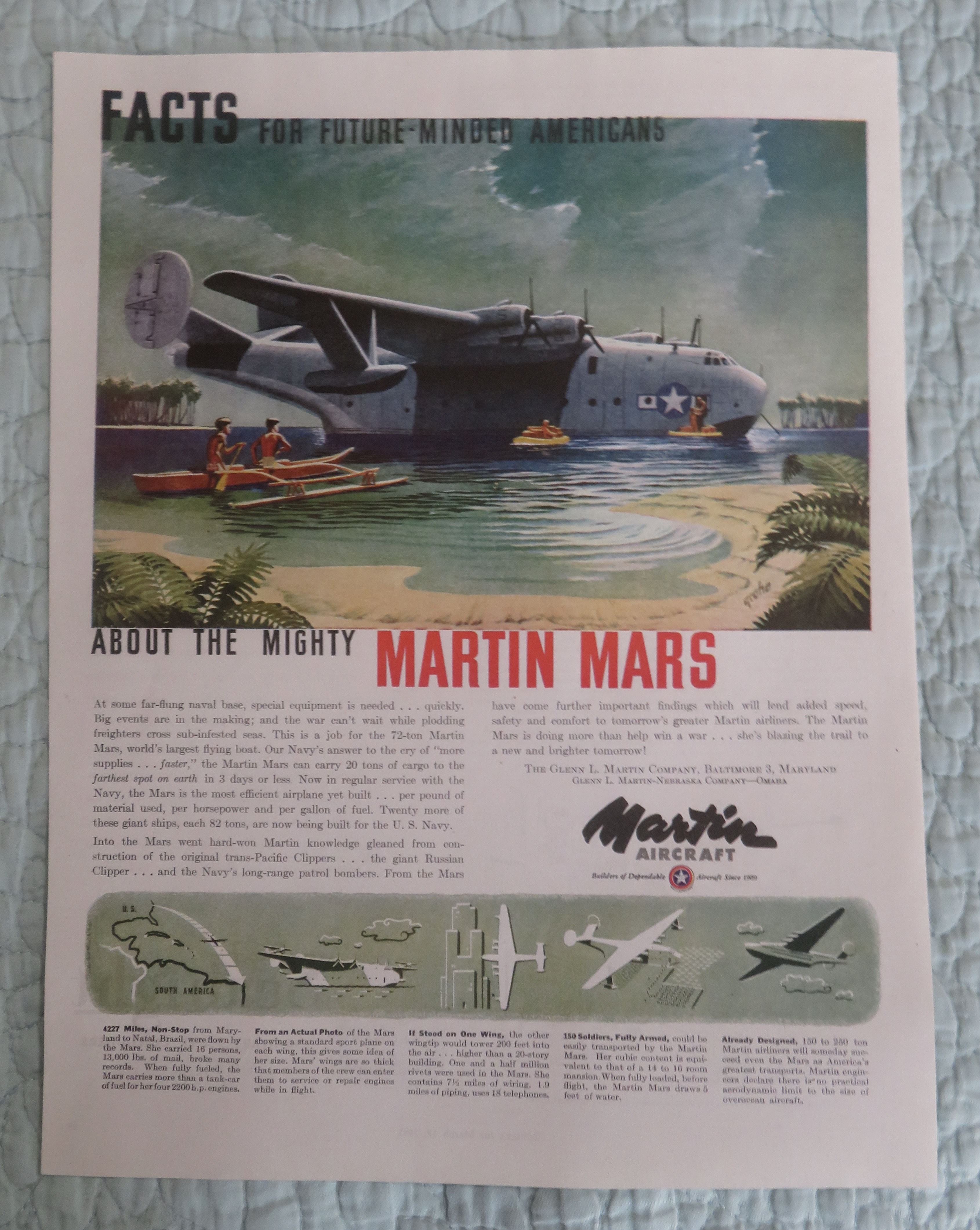 1945 Martin Aircraft with the Mighty Martin Mars