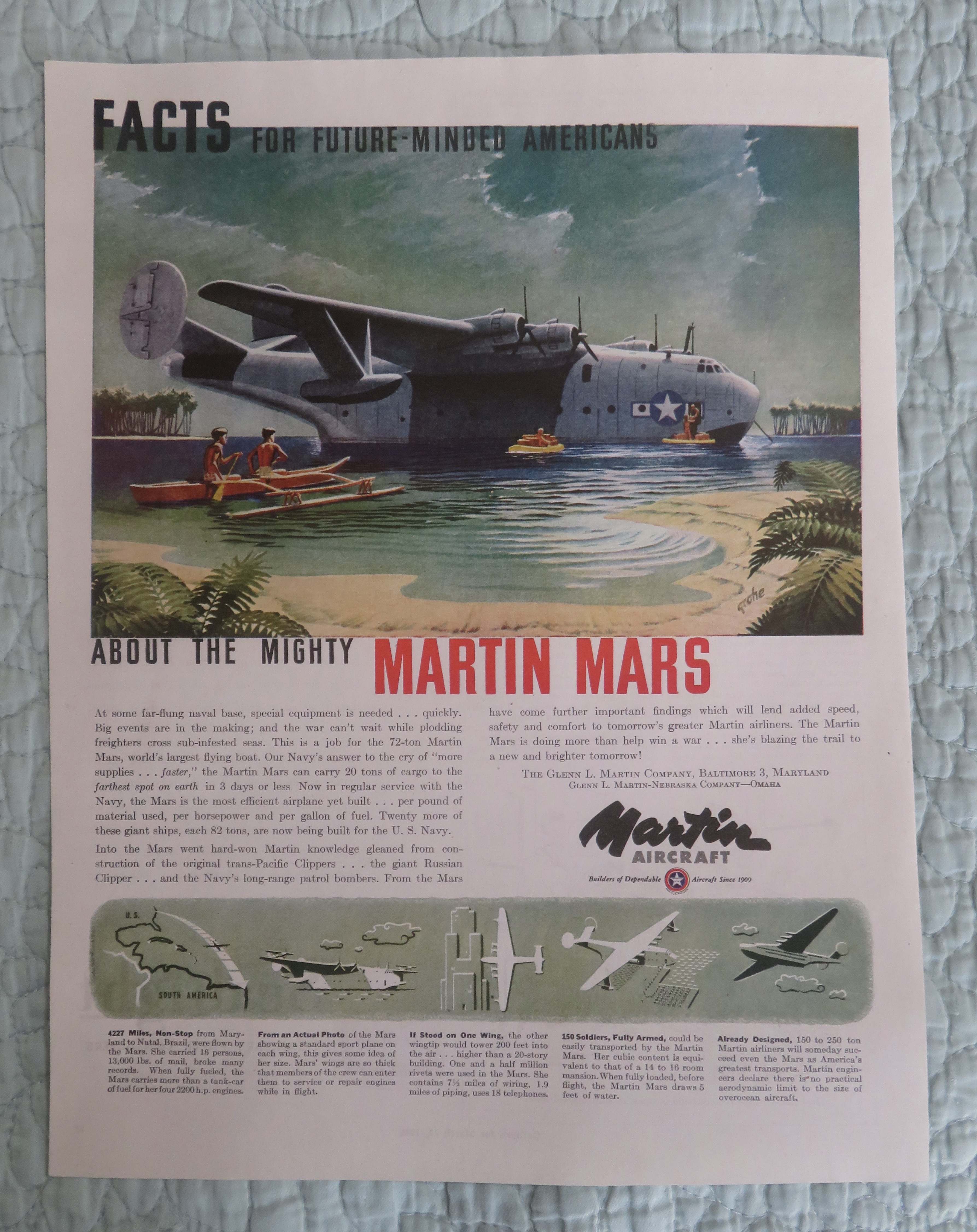 1945 Martin Aircraft with the Mighty Martin Mars