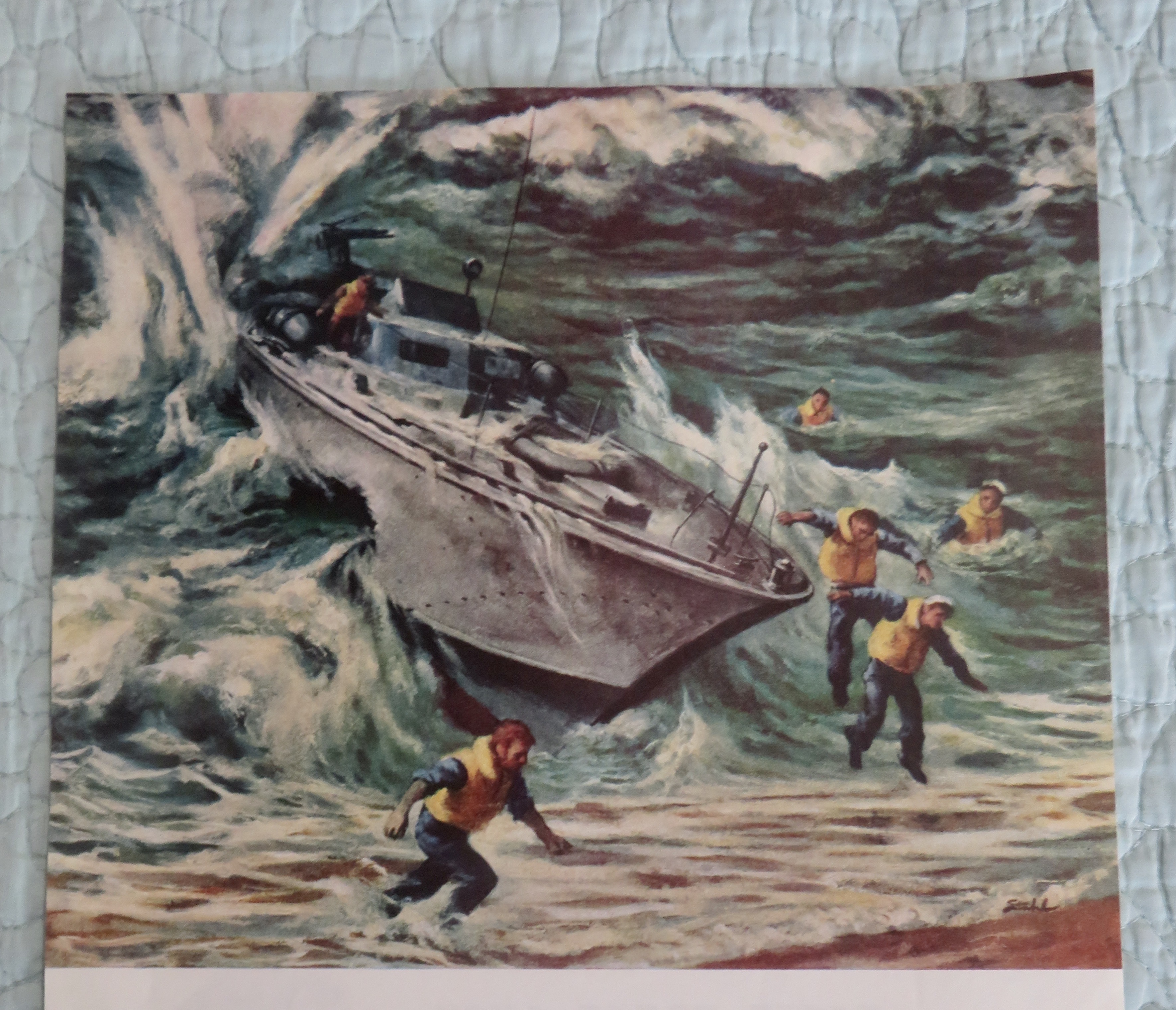 1945 Packard with PT Boat with Hole & Navy Men Jumping