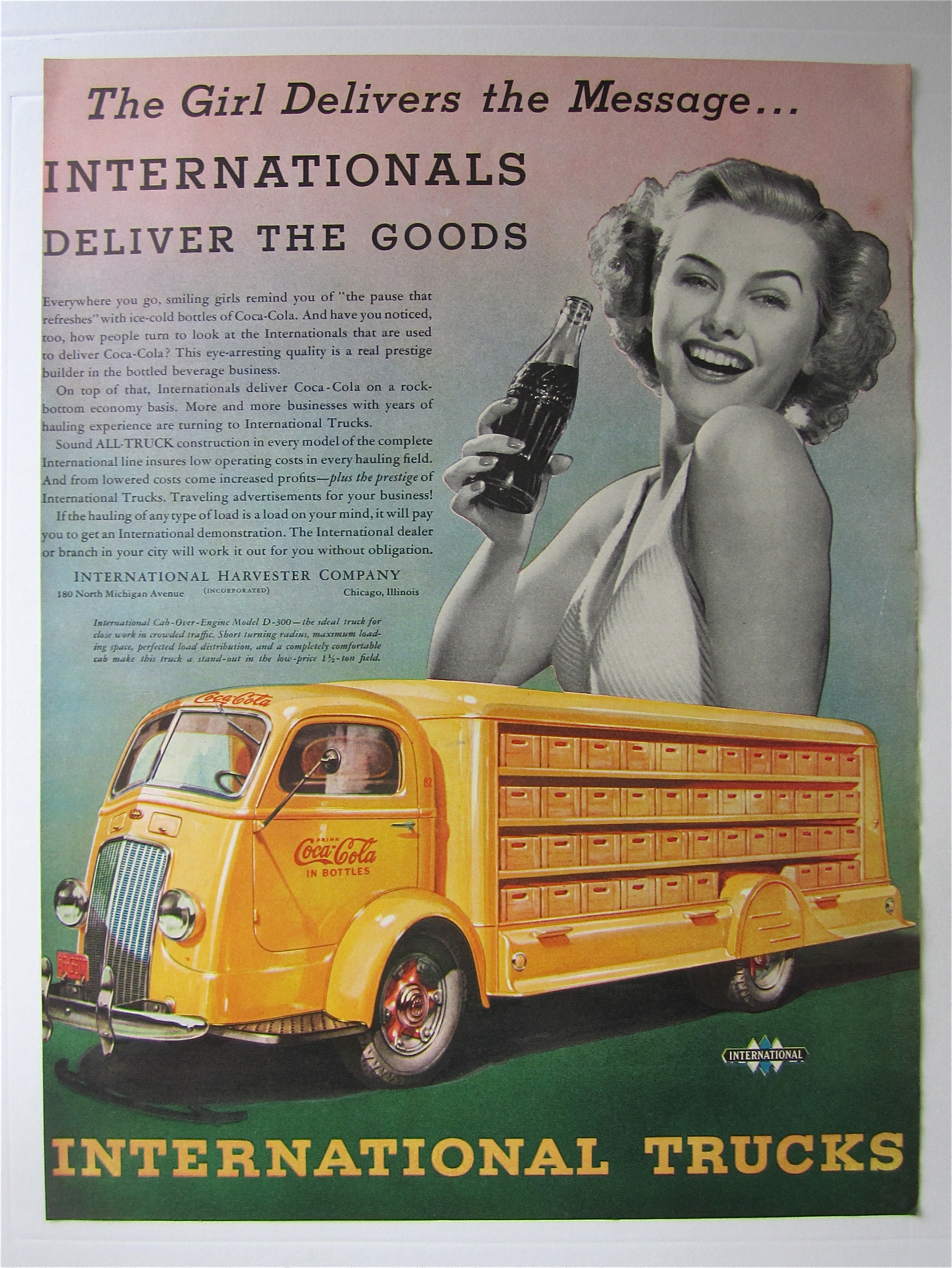 1938 International Trucks w/ Lovely Woman Holding Soda