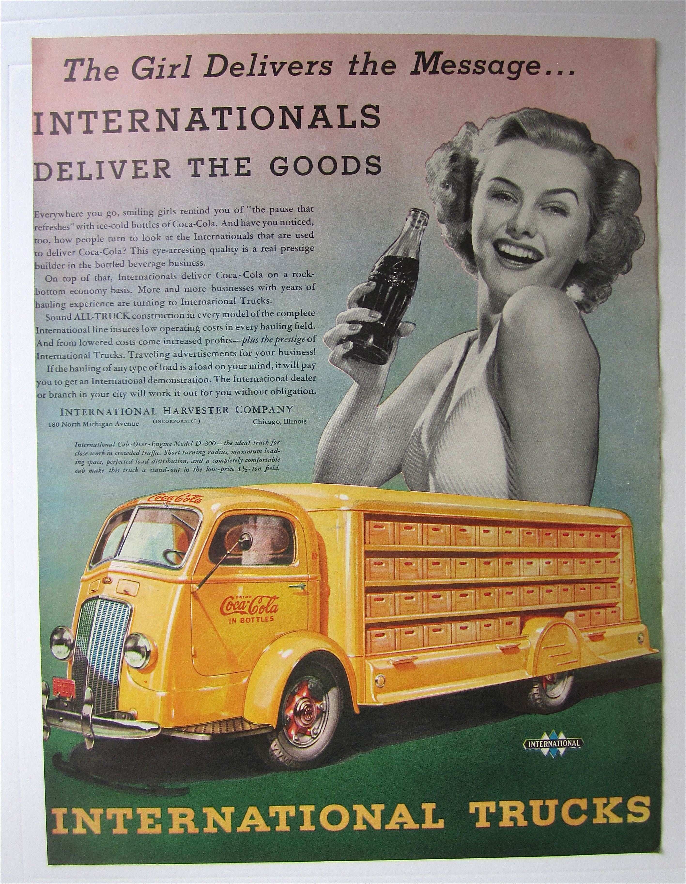 1938 International Trucks w/ Lovely Woman Holding Soda