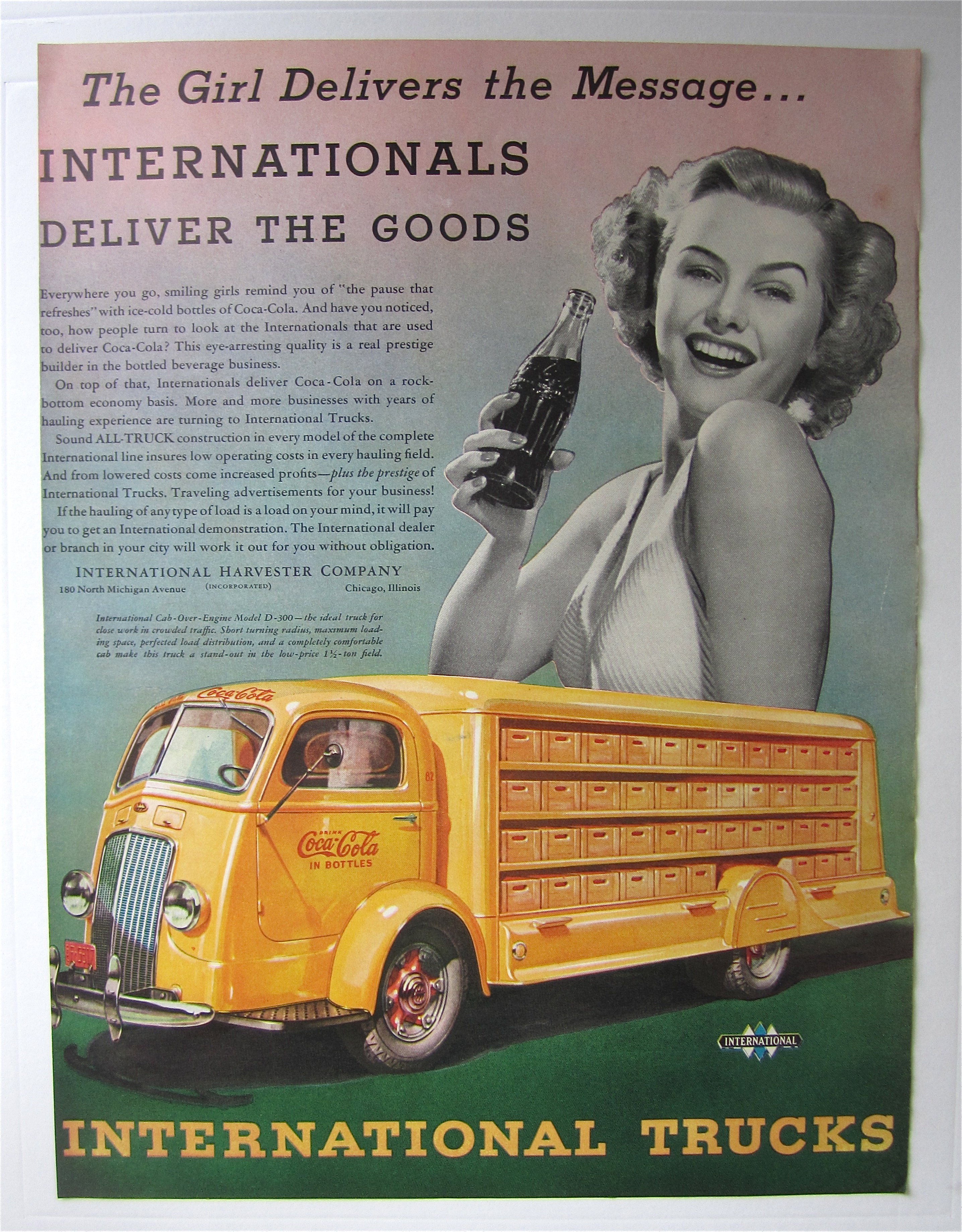 1938 International Trucks w/ Lovely Woman Holding Soda
