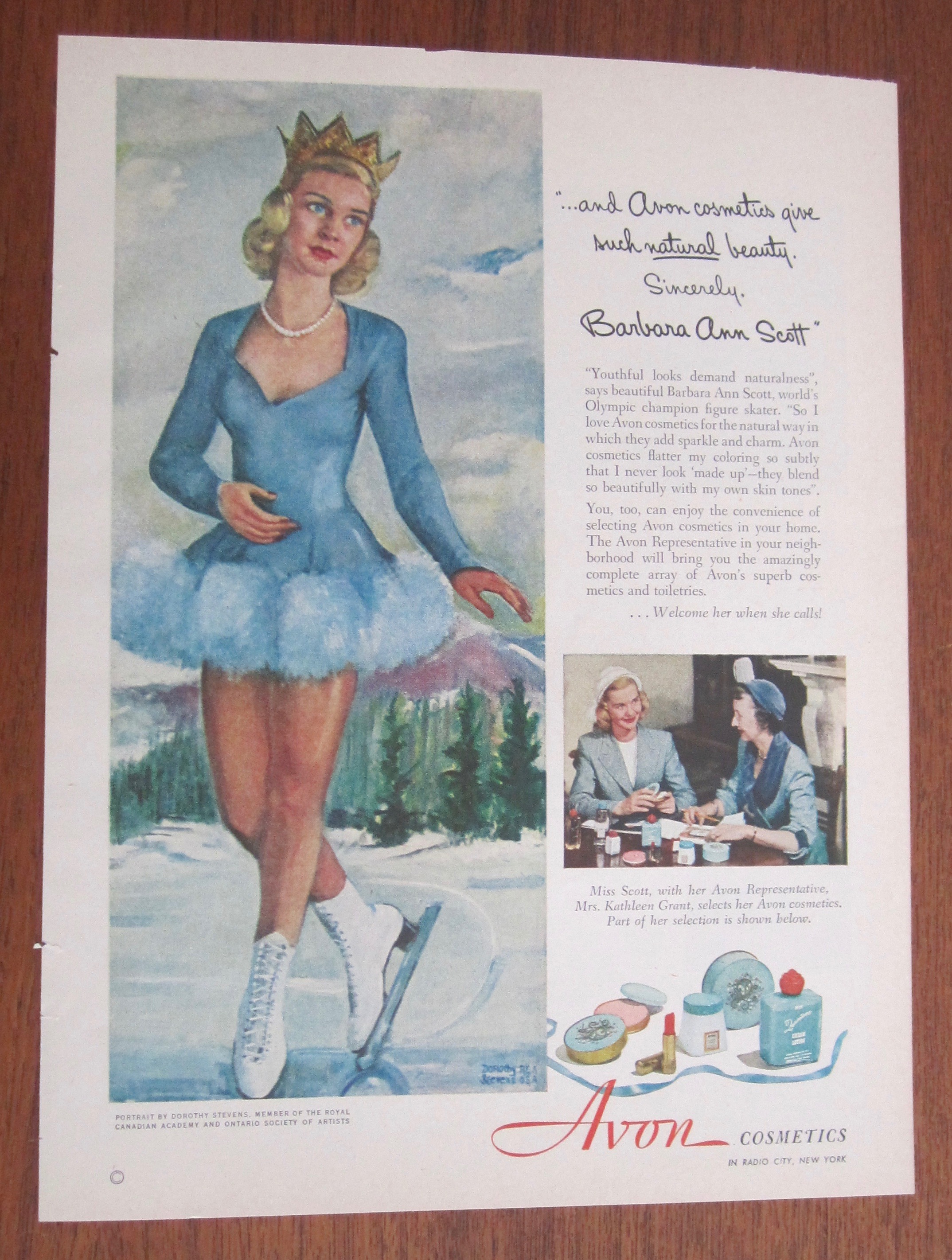 1951 Avon Cosmetics w/Figure Skater Barbara Ann Scott
