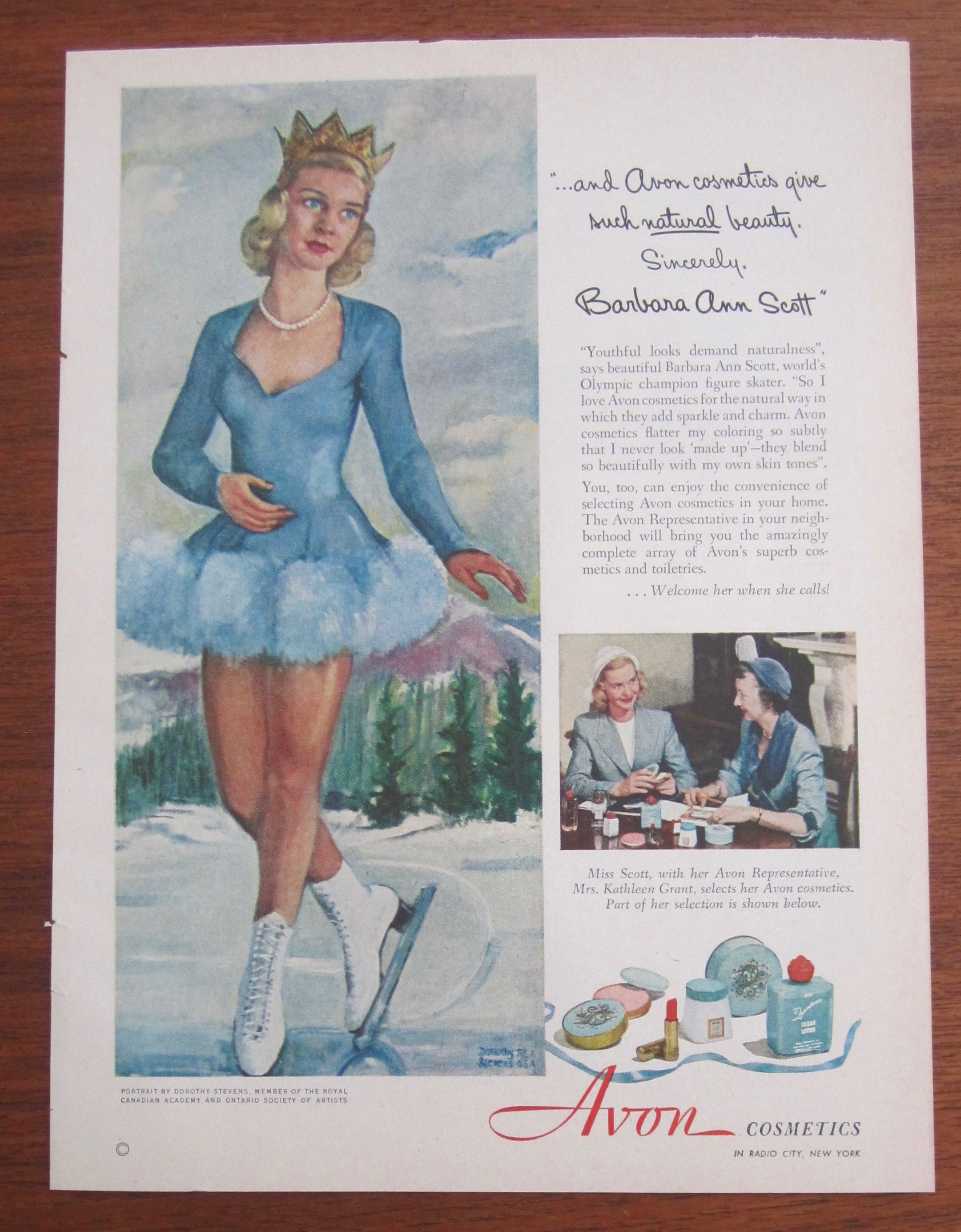 1951 Avon Cosmetics w/Figure Skater Barbara Ann Scott