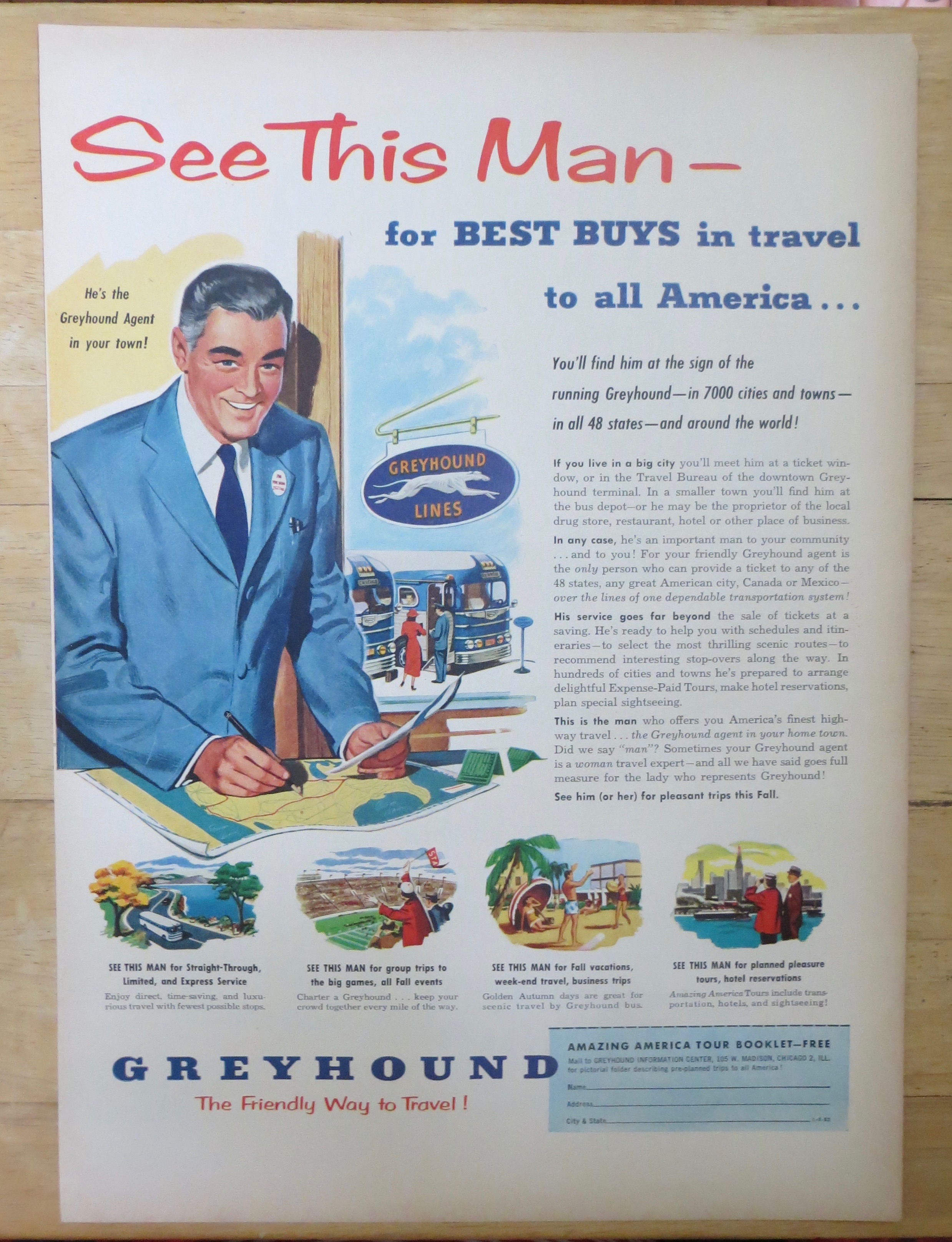 1952 Greyhound with Agent Drawing on a Map