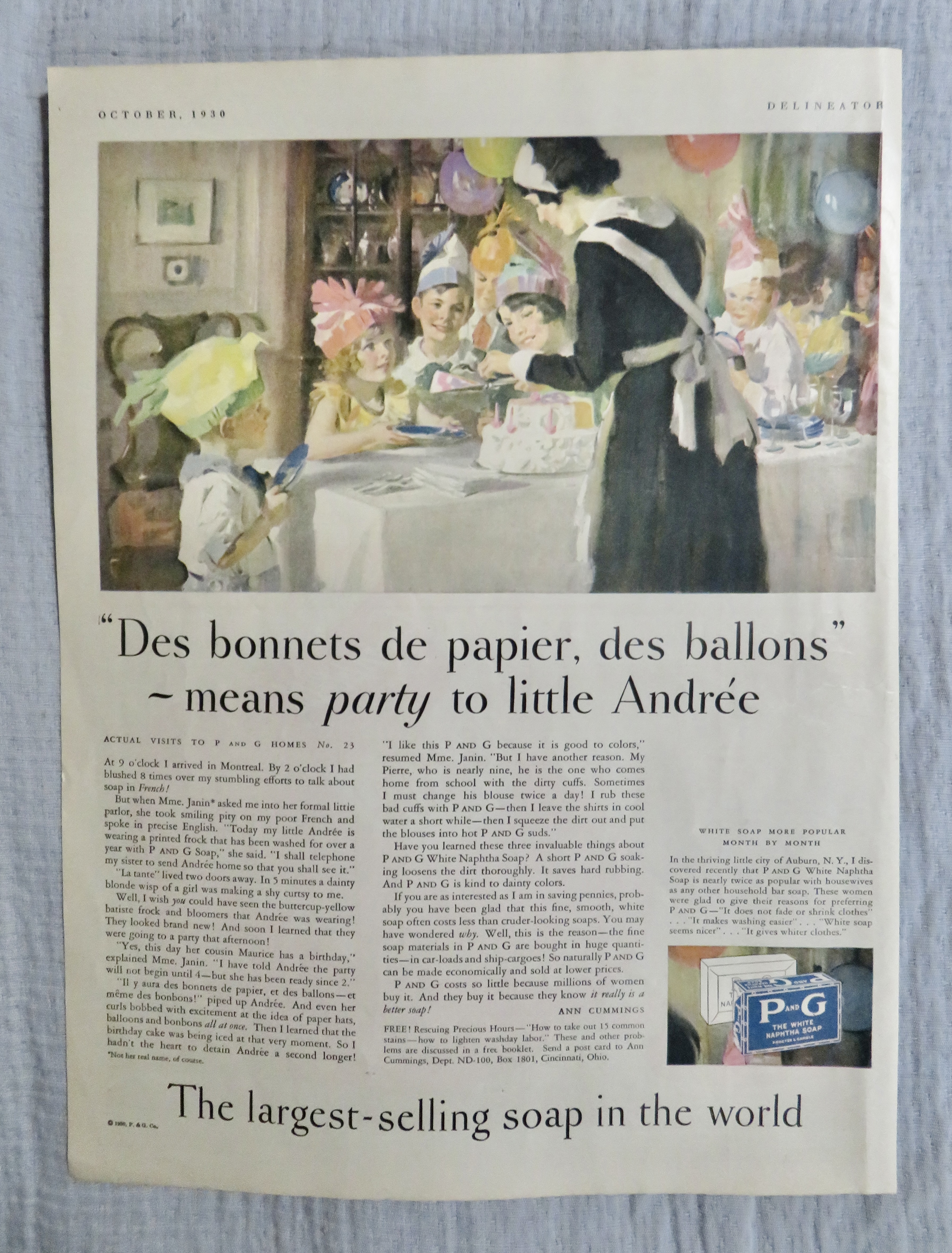 1930 P & G White Naphtha Soap with Andree's Party