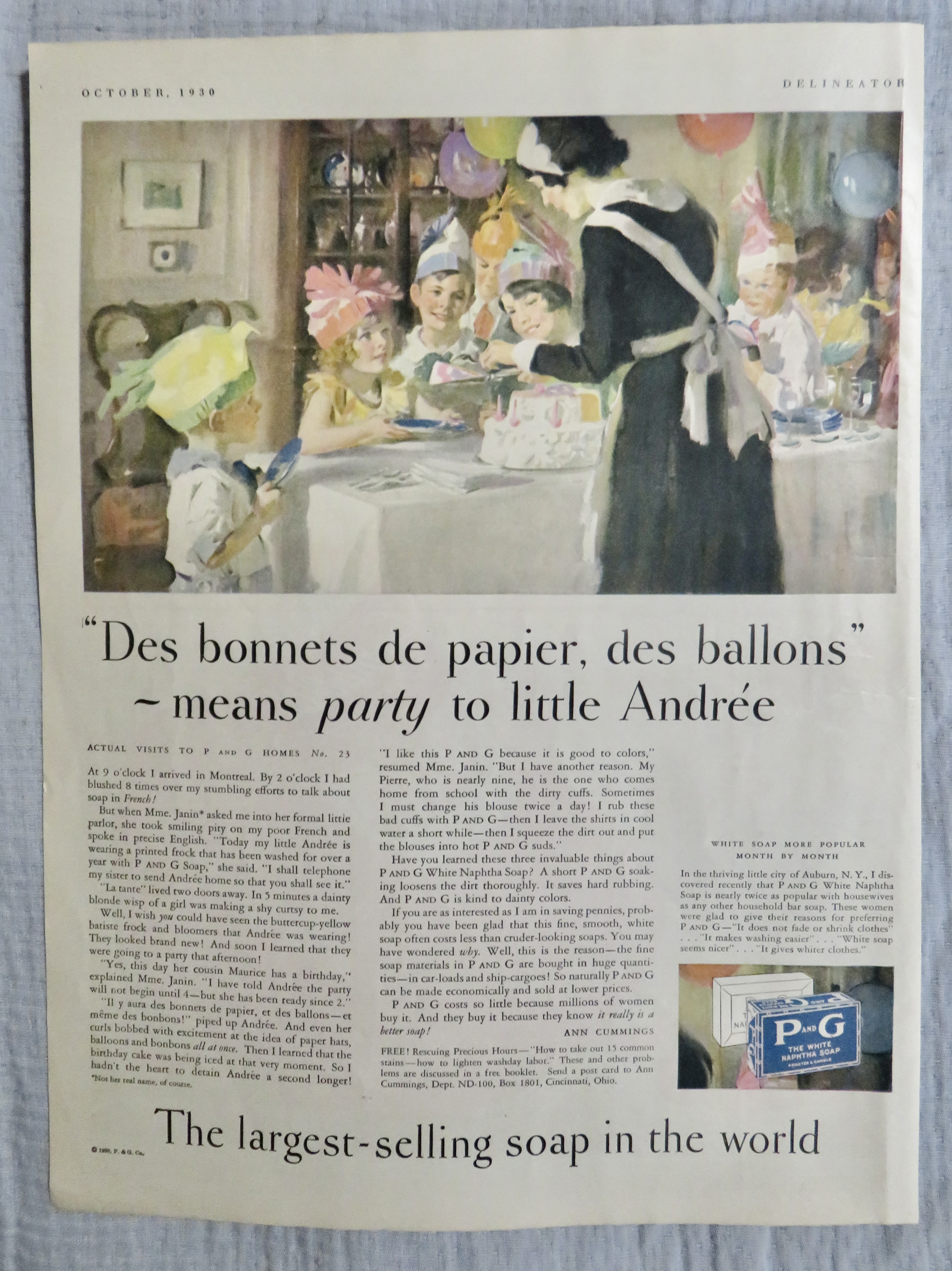 1930 P & G White Naphtha Soap with Andree's Party