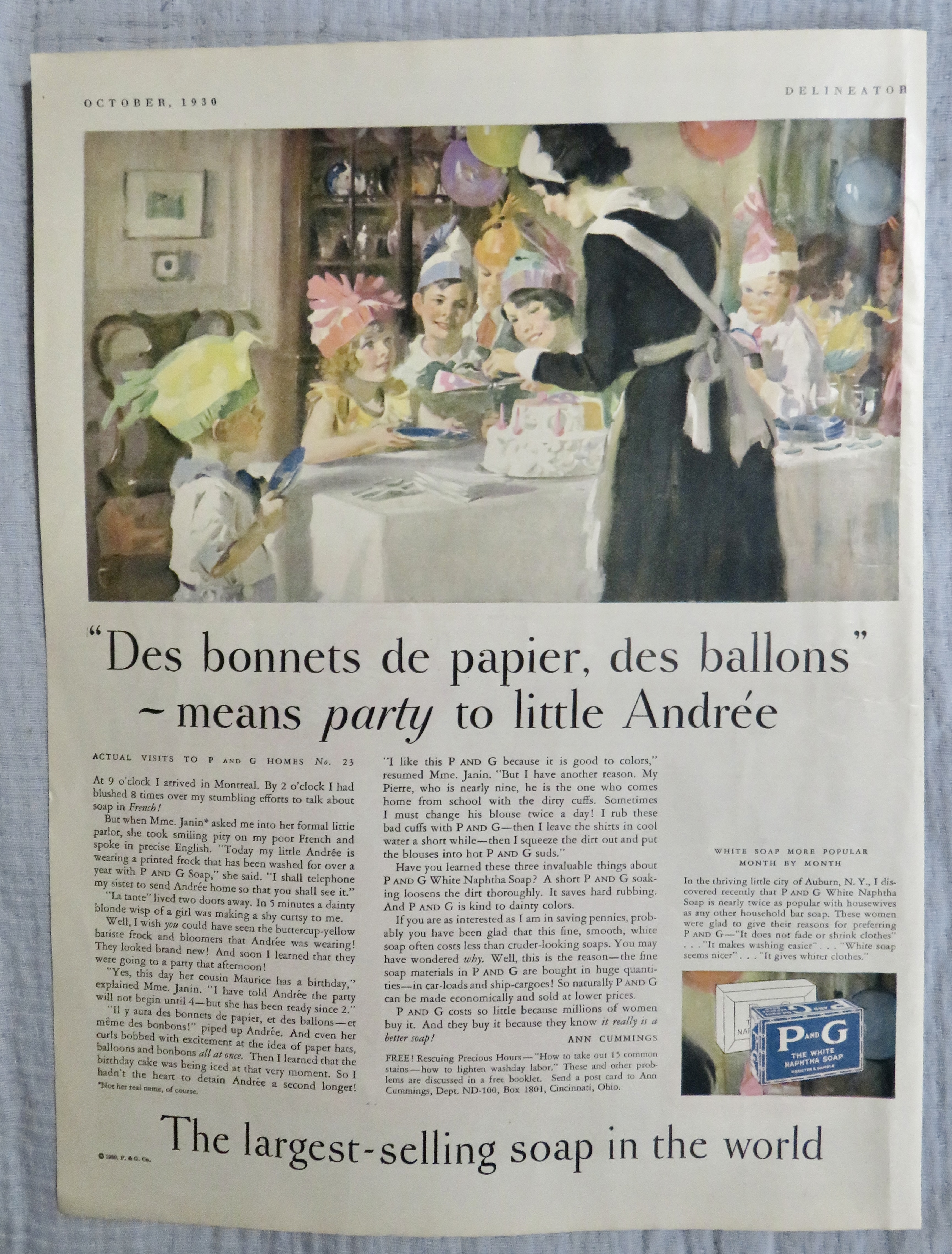 1930 P & G White Naphtha Soap with Andree's Party