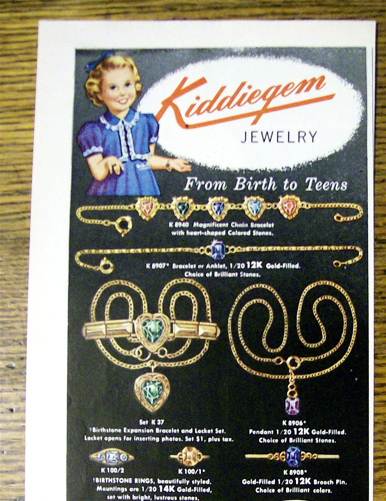 1954 Kiddiegem Jewelry with Different Jewelry