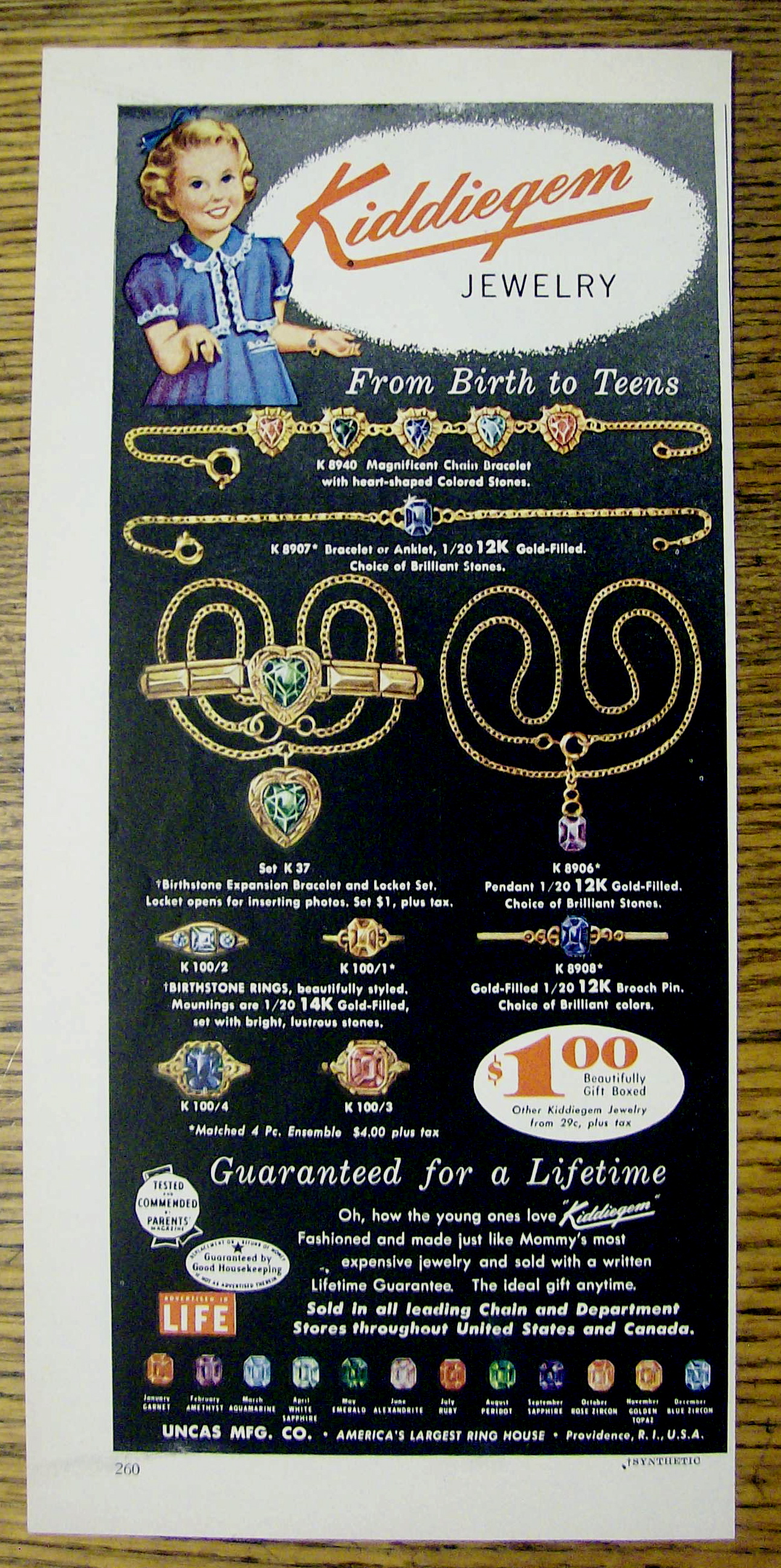 1954 Kiddiegem Jewelry with Different Jewelry