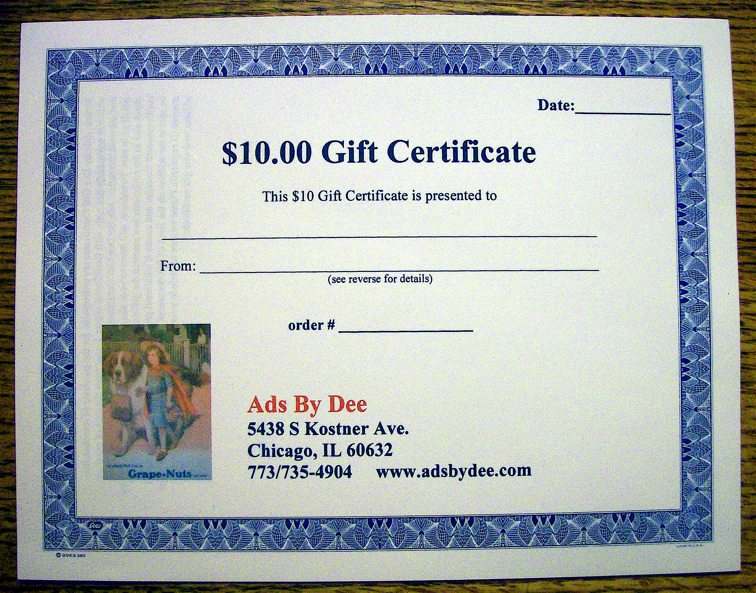 Ads By Dee $10 Gift Certificate