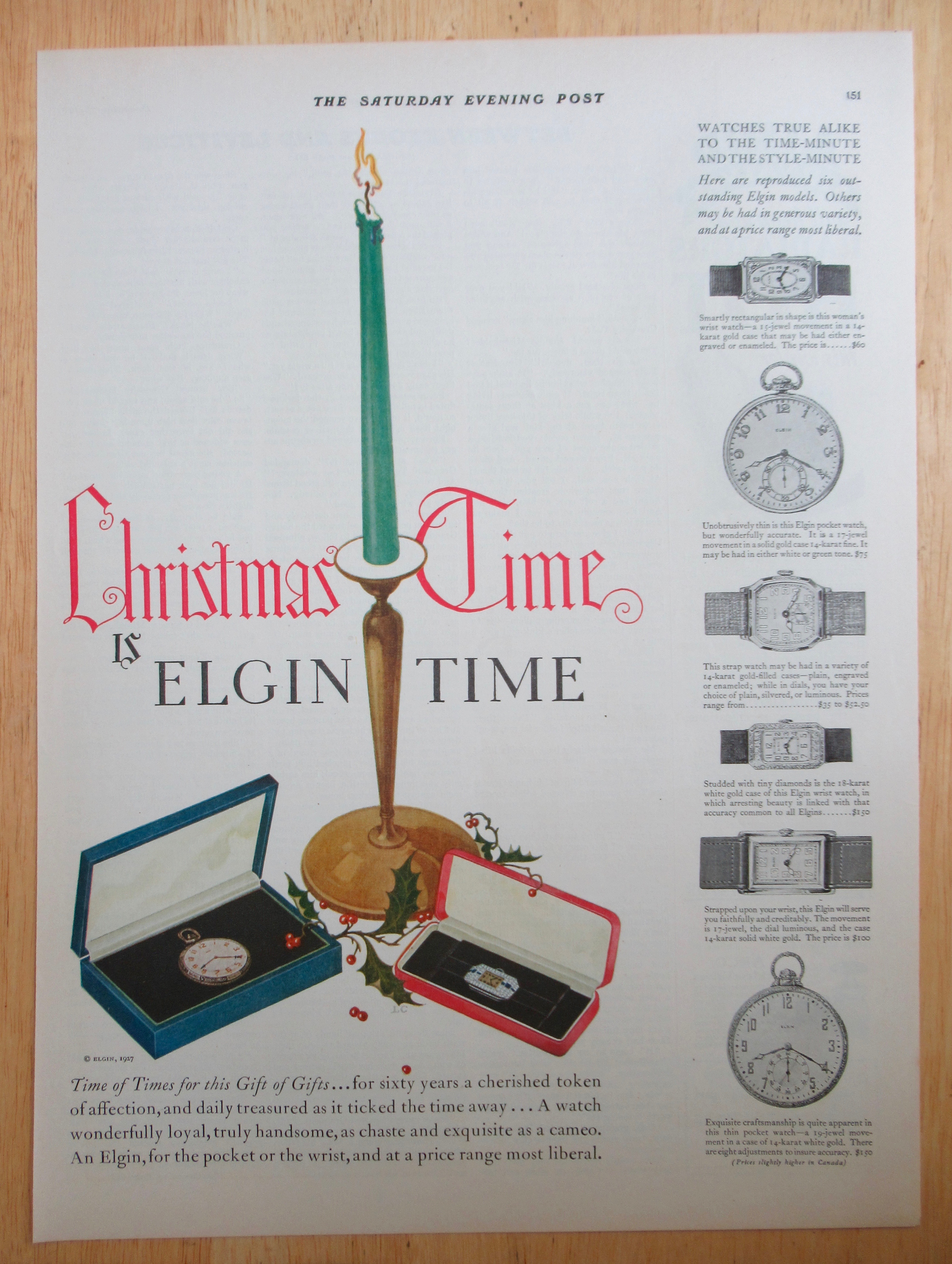 1927 Elgin Watches with Pocket Watch & Watch