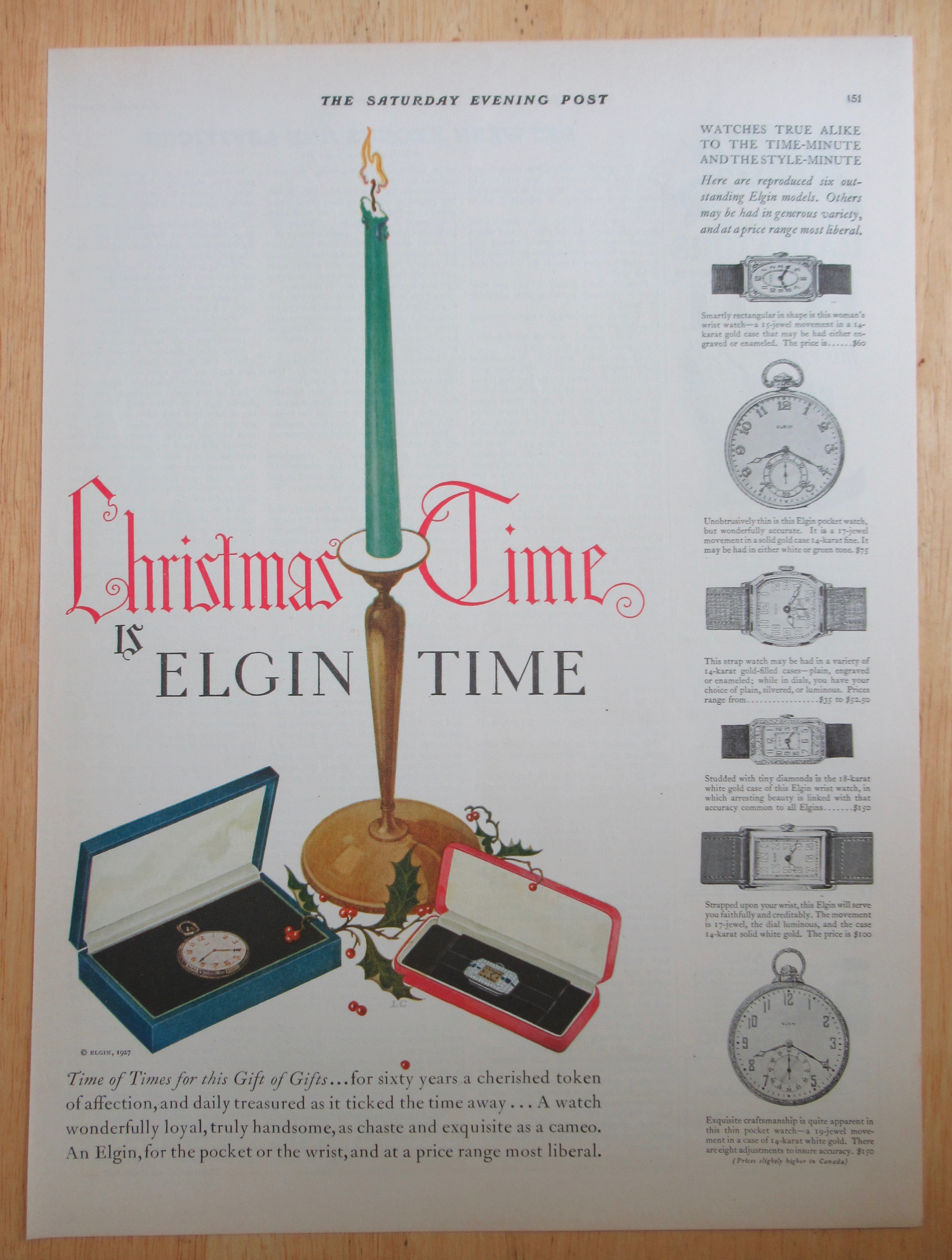 1927 Elgin Watches with Pocket Watch & Watch