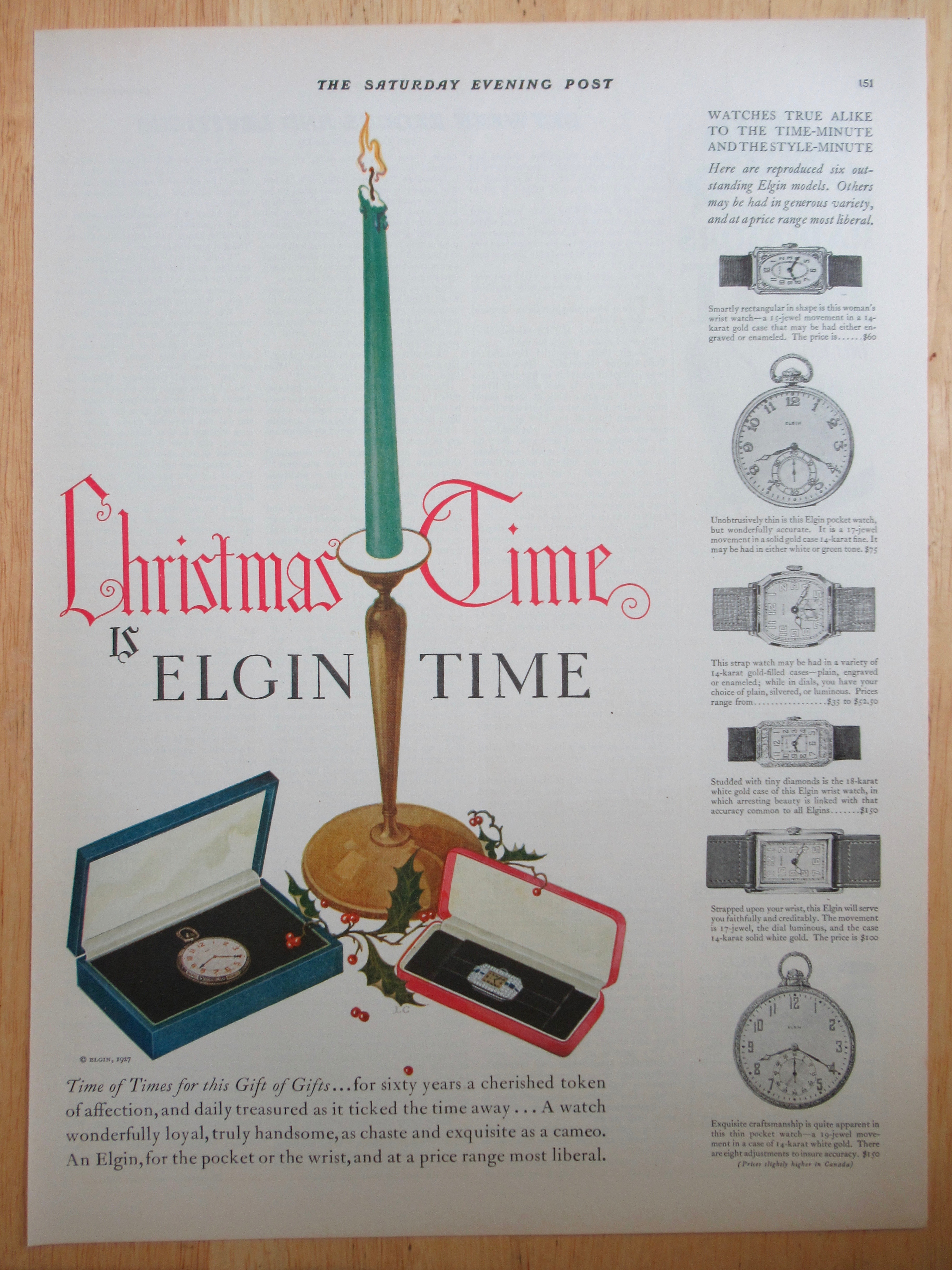 1927 Elgin Watches with Pocket Watch & Watch