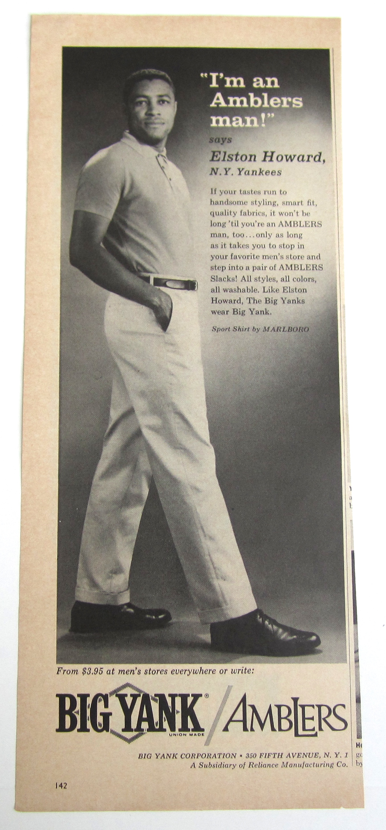 1963 Vintage Big Yank Amblers With Elston Howard
