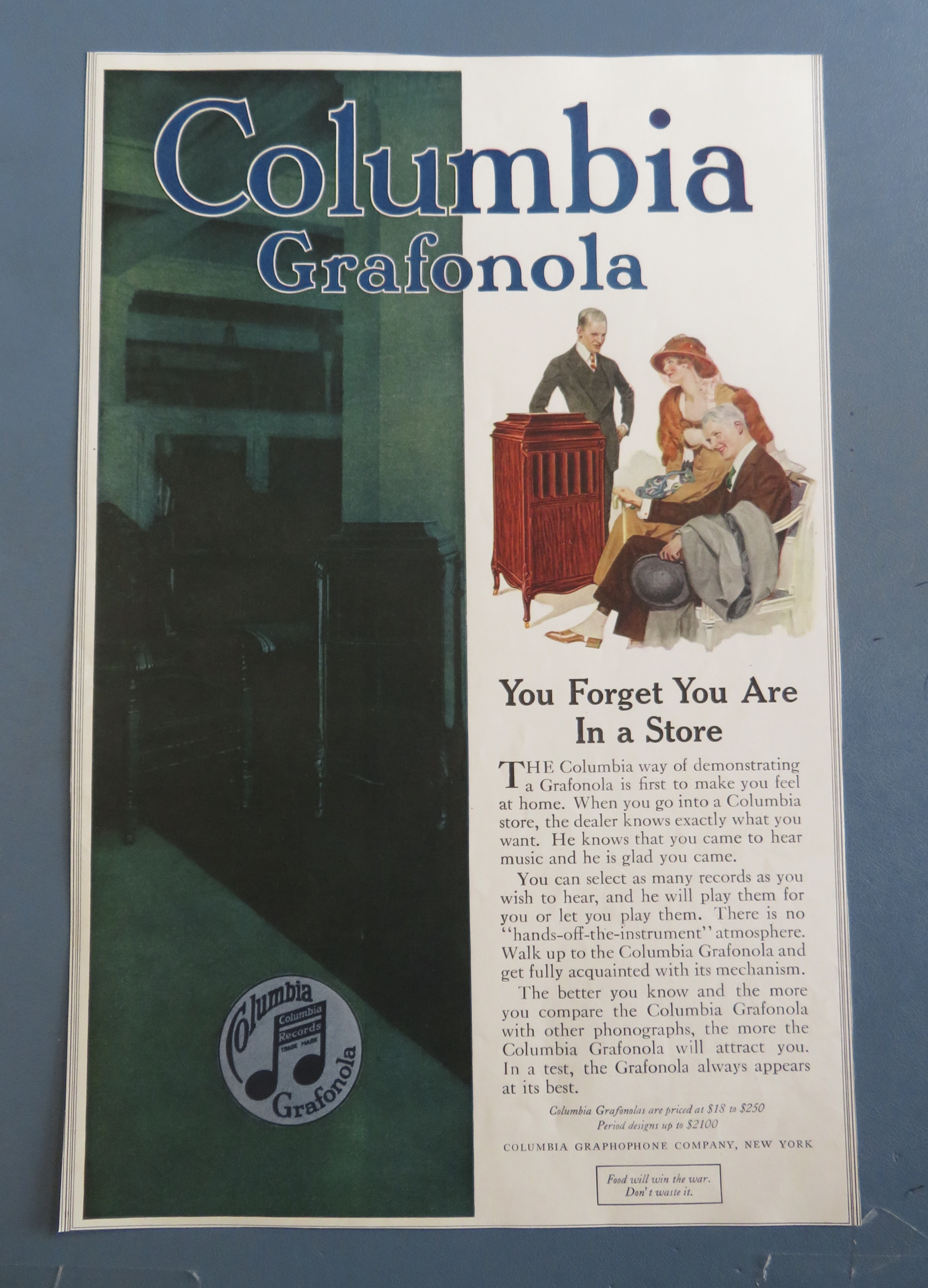 1910's Columbia Grafonola with Family Sitting Around It