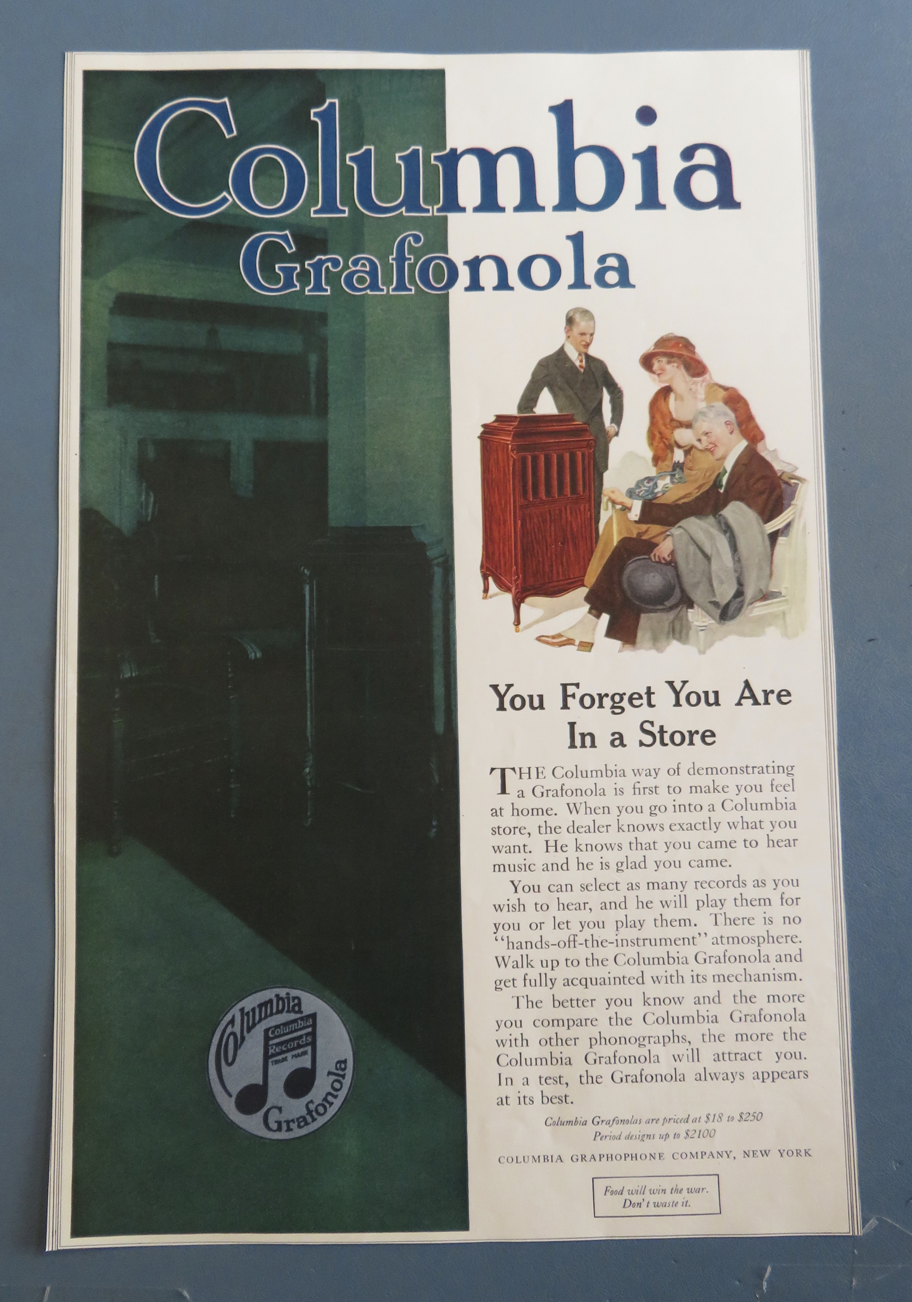 1910's Columbia Grafonola with Family Sitting Around It