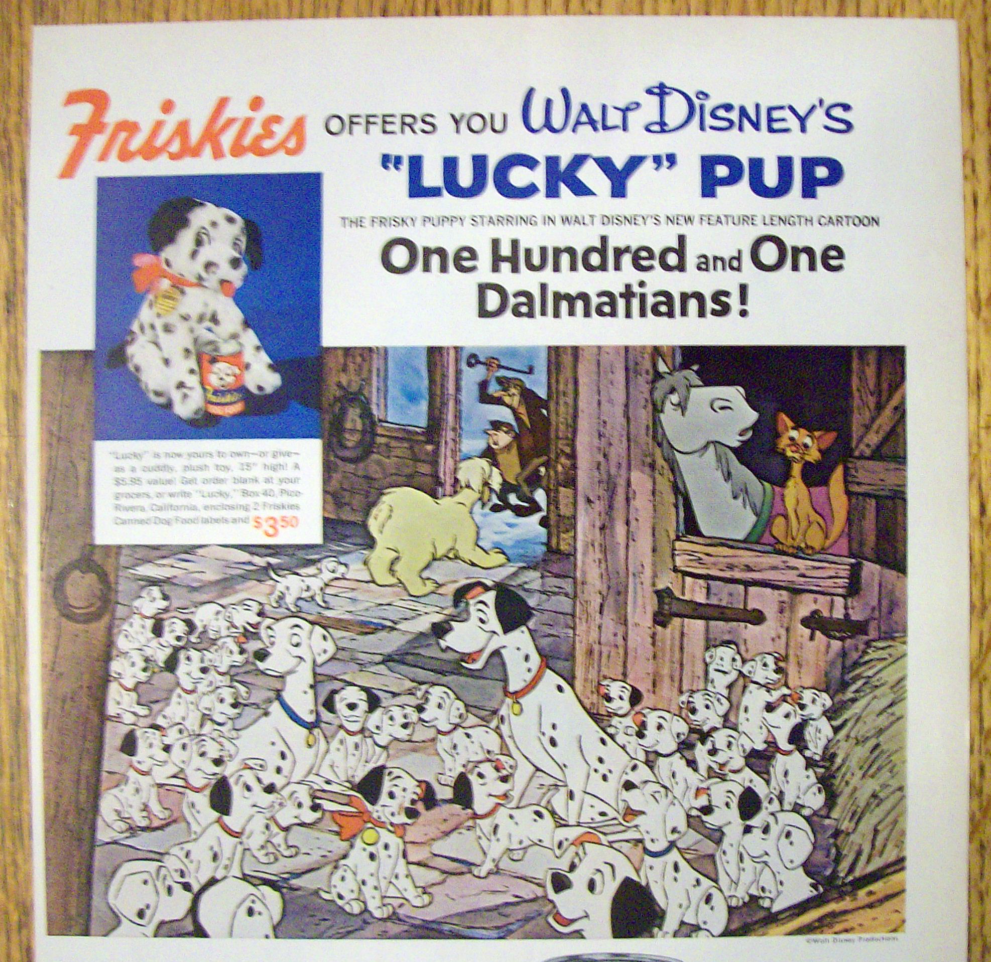 1961 Friskies Dog Food w/ Walt Disney's 101 Dalmatians