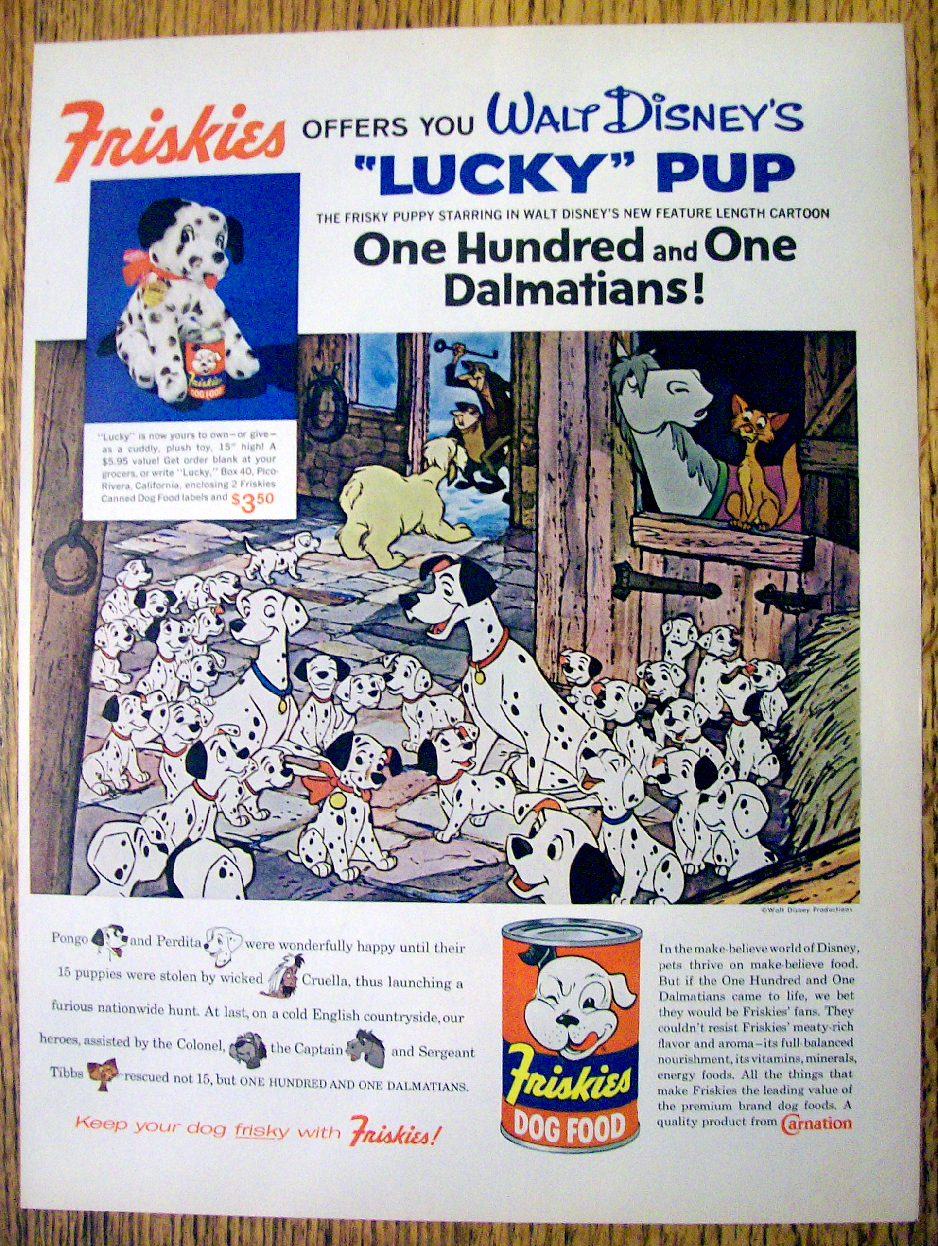 1961 Friskies Dog Food w/ Walt Disney's 101 Dalmatians