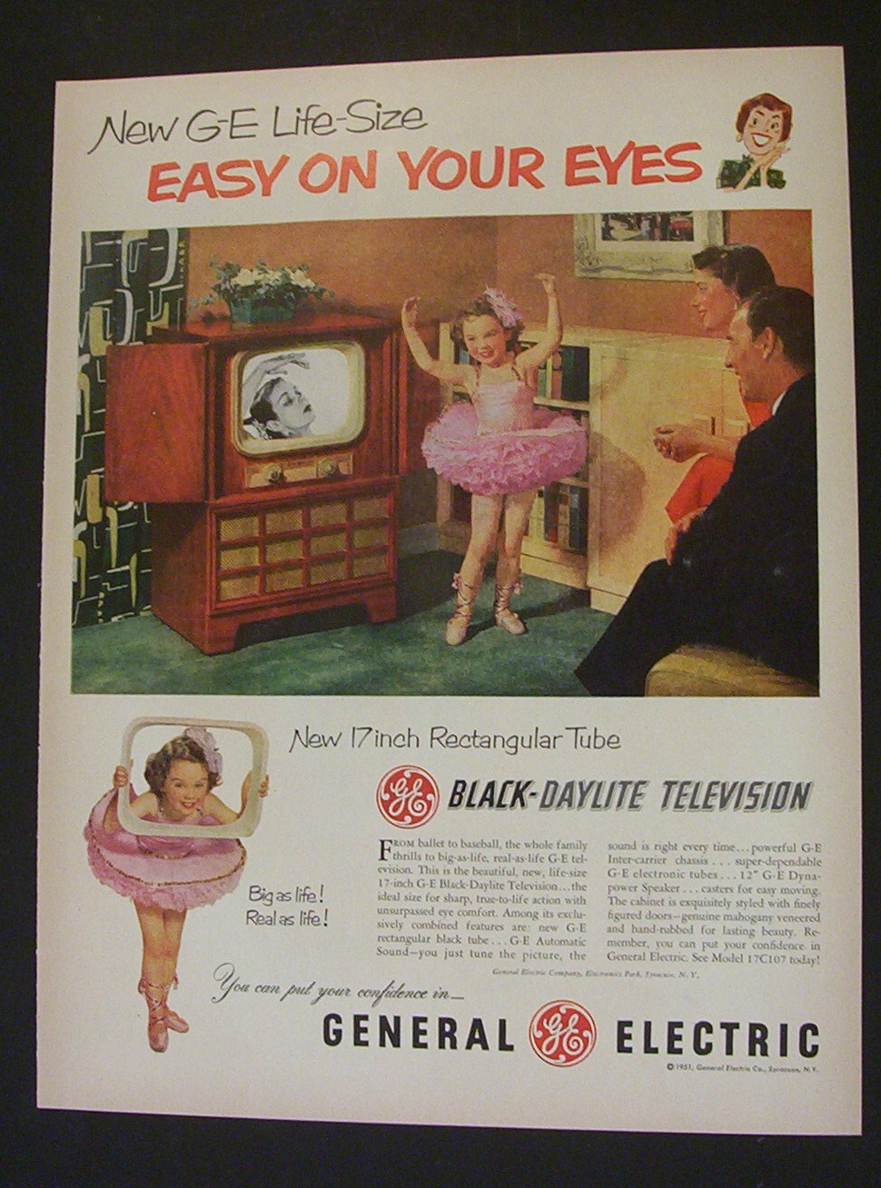 1951 Dual Ad: Willys  &  G E  Television