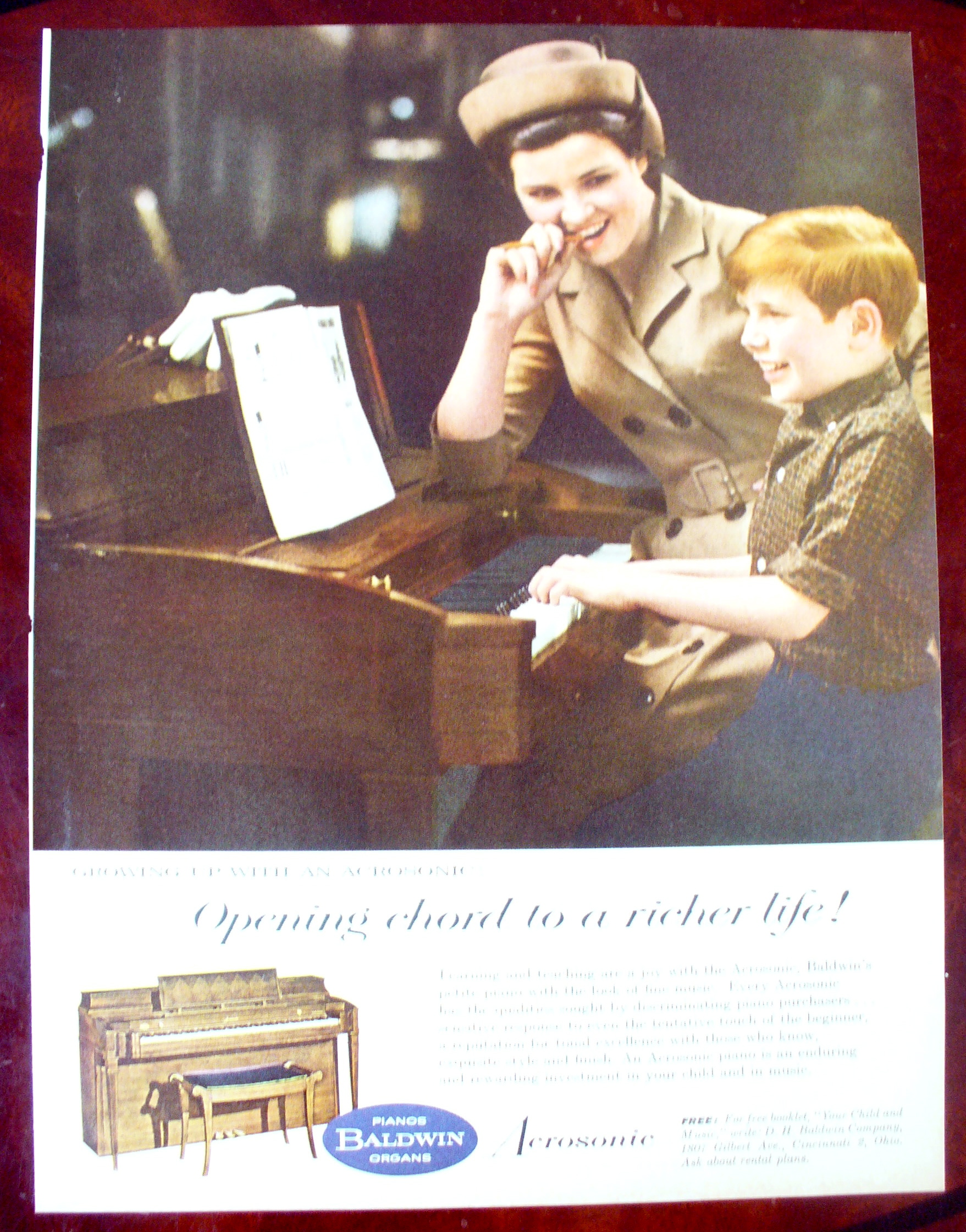 1963 Baldwin Piano with Boy Playing Piano
