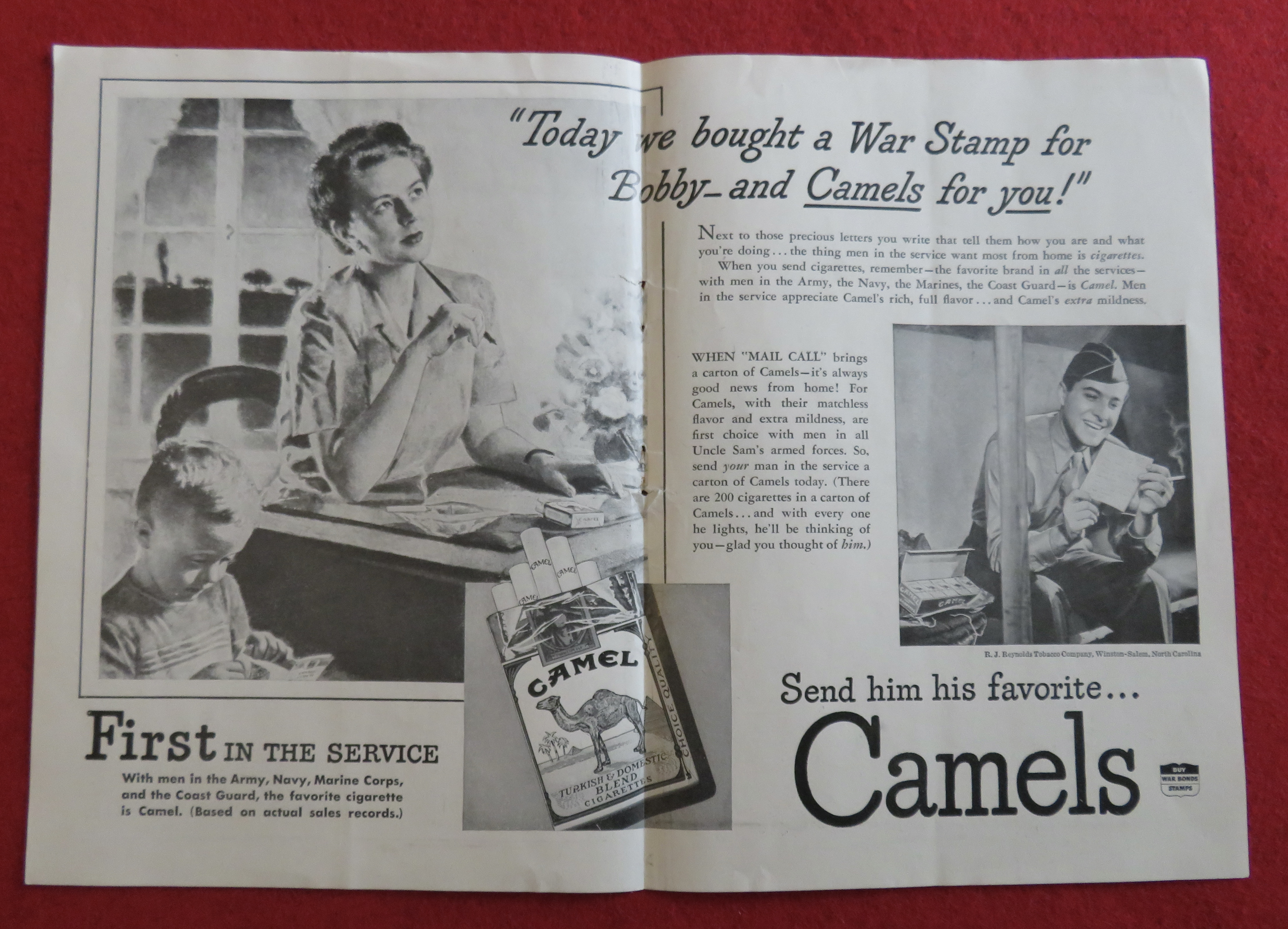 1943 Camel Cigarettes with Woman Writing A Soldier